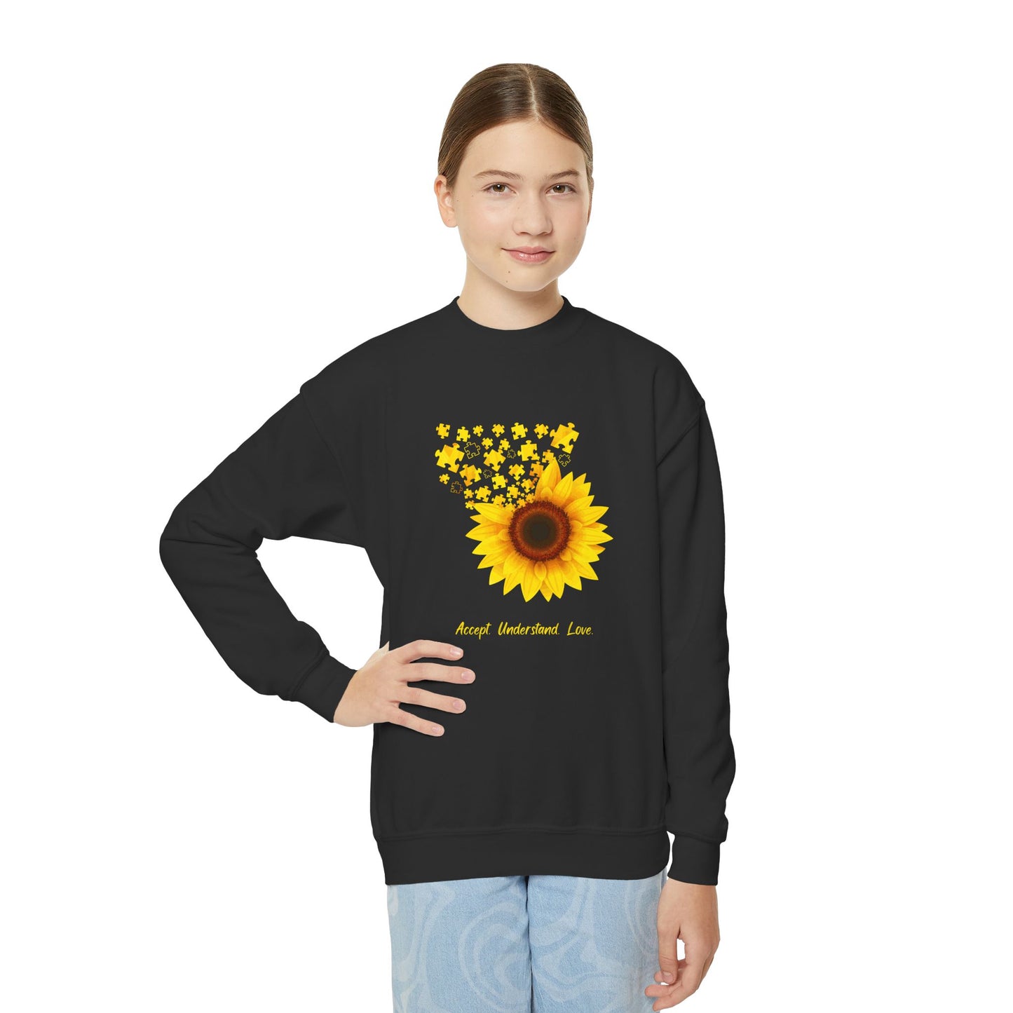Sunflower Youth Crewneck Sweatshirt - Perfect for Spring and Everyday Wear