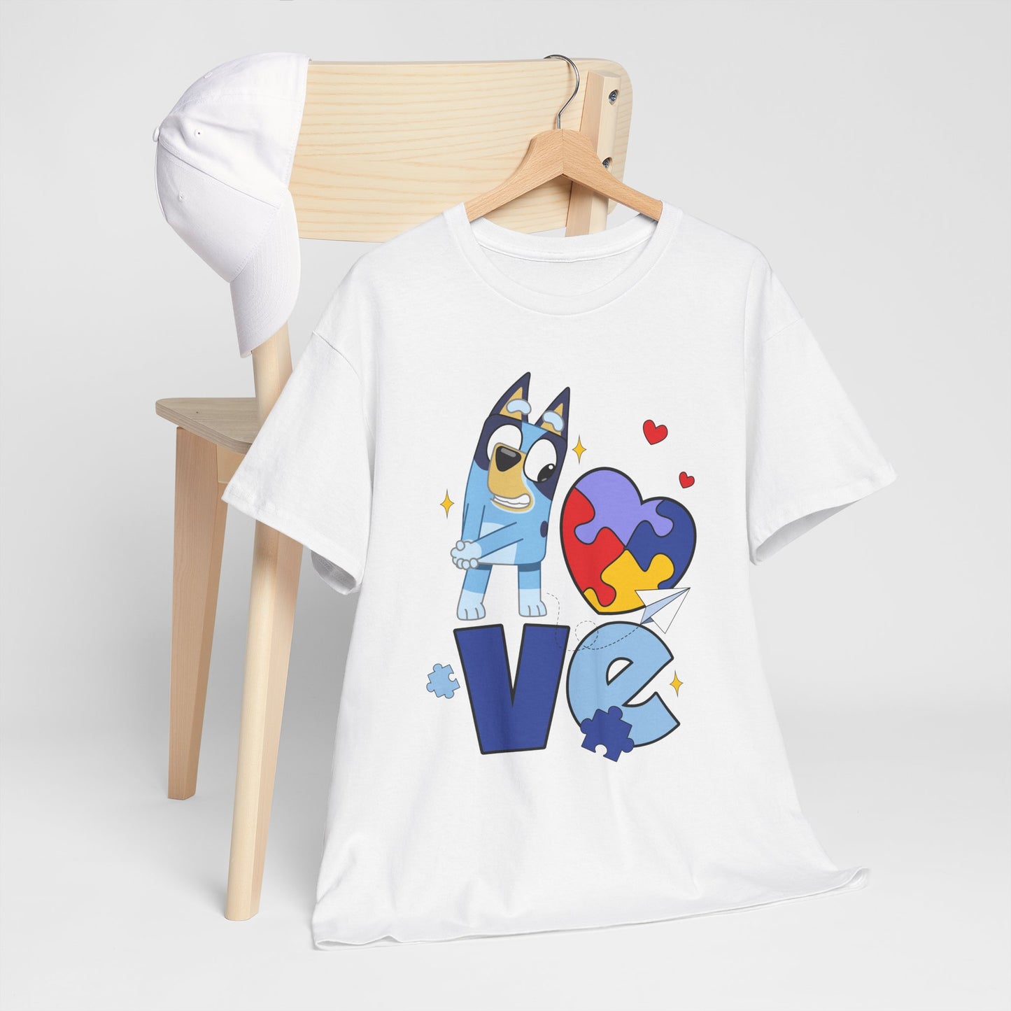 Autism Awareness Love Tee - Puzzle Heart & Cartoon Character T-Shirt