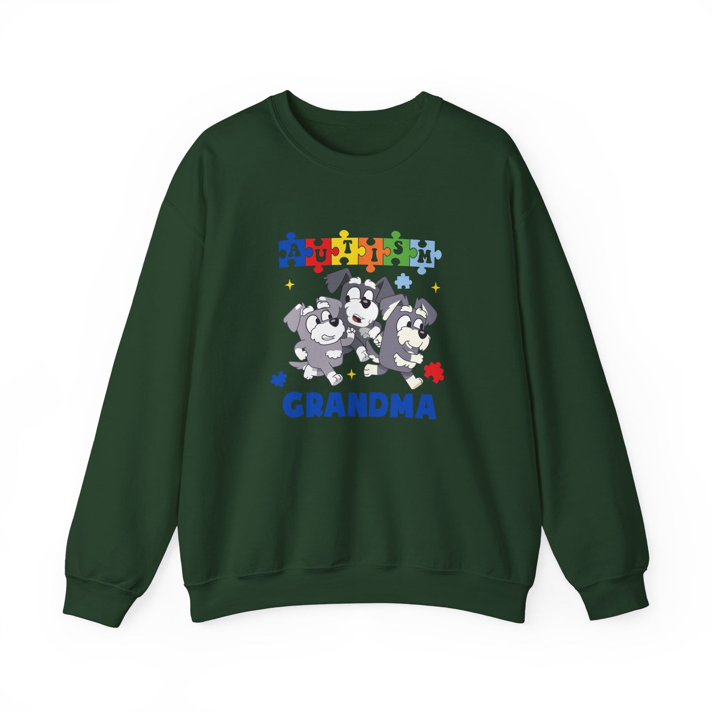 Autism Awareness Grandma Sweatshirt – Puzzle Paw Print Design