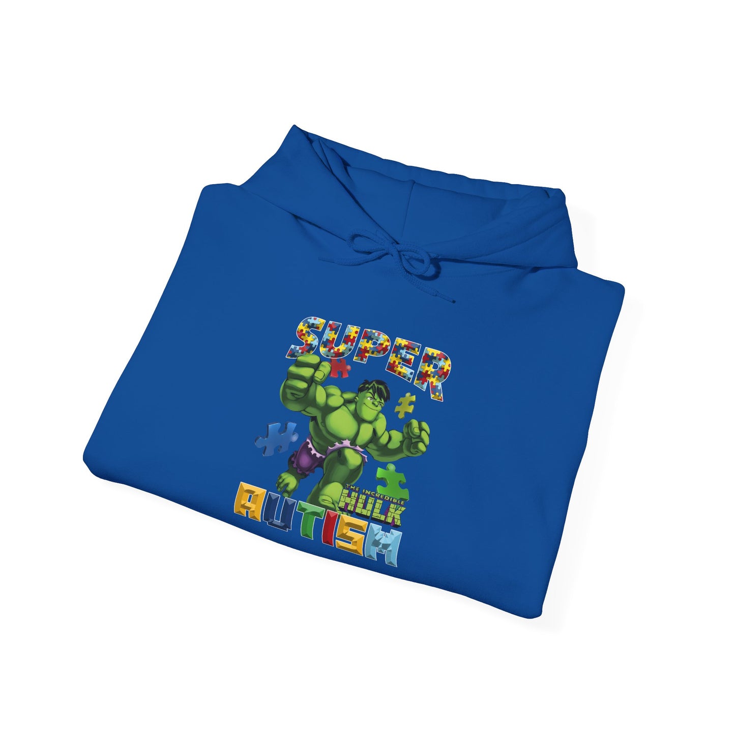 Autism Superhero Hoodie — "Super 4 Autism" Puzzle-Pattern Support Pullover