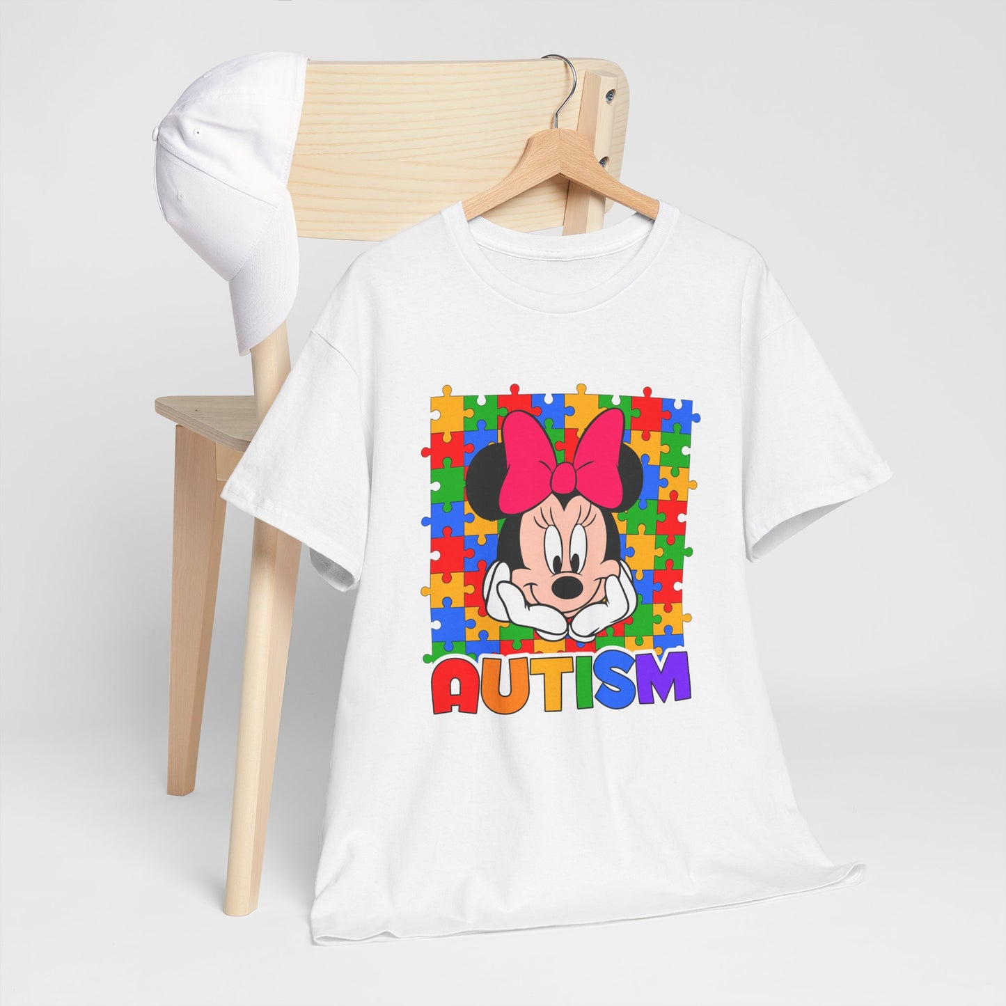 Autism Awareness T-Shirt — Colorful Puzzle Heart Minnie Design