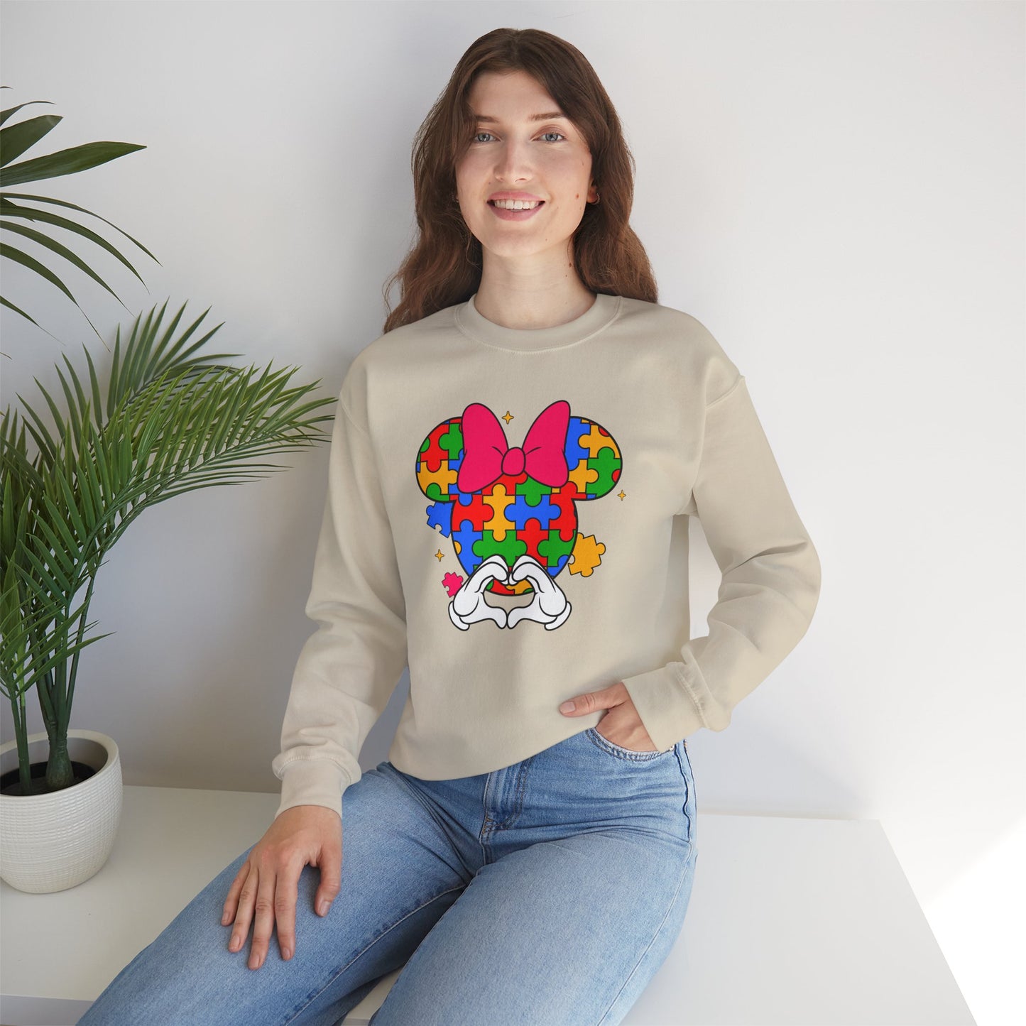 Autism Puzzle Minnie Crewneck Sweatshirt