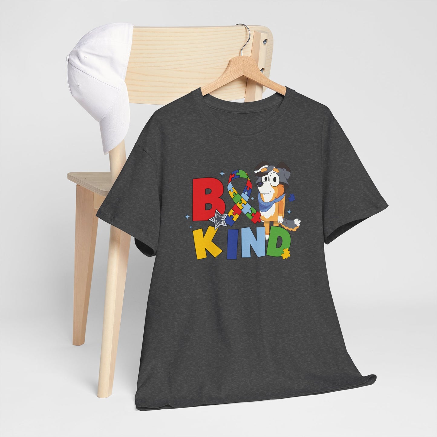 Be Kind Bluey Family T-Shirt — Colorful Rainbow Letters with Cute Design