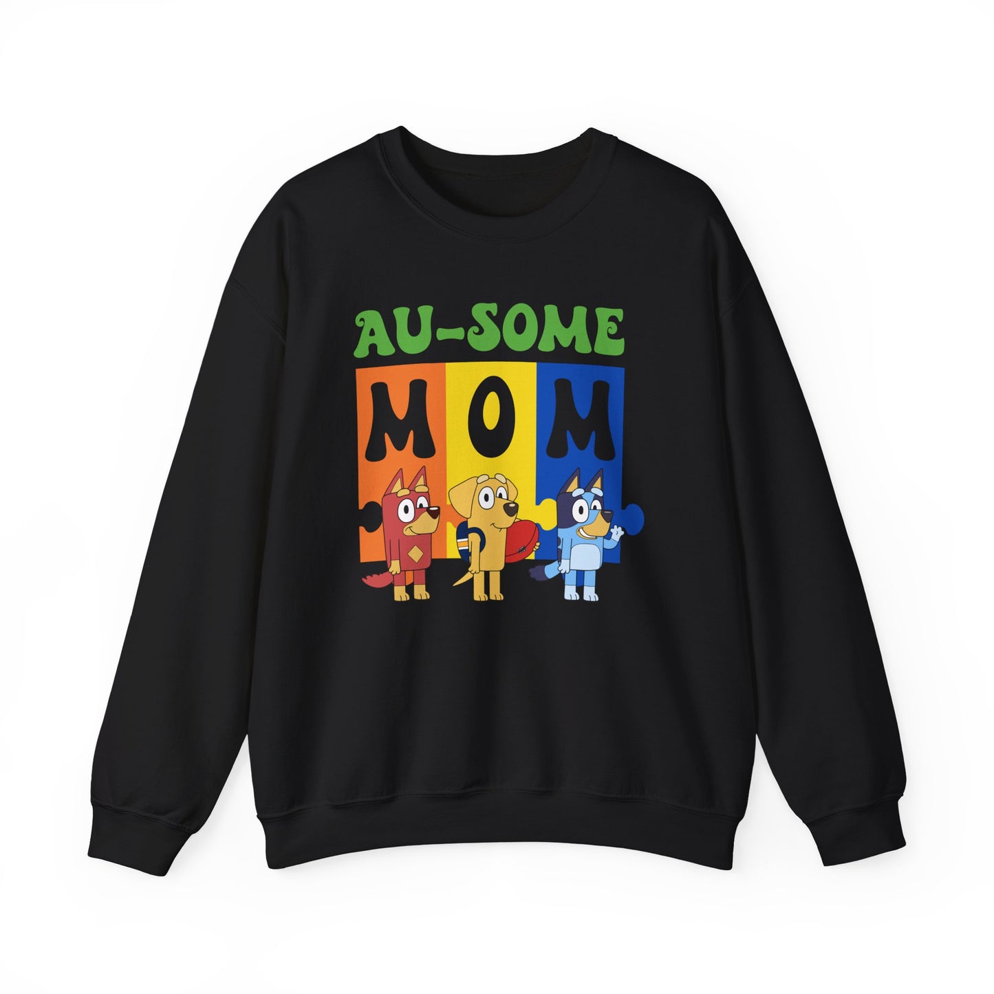 Au-some Mom Sweatshirt — Colorful Kids’ Puzzle Dog Mom Gift