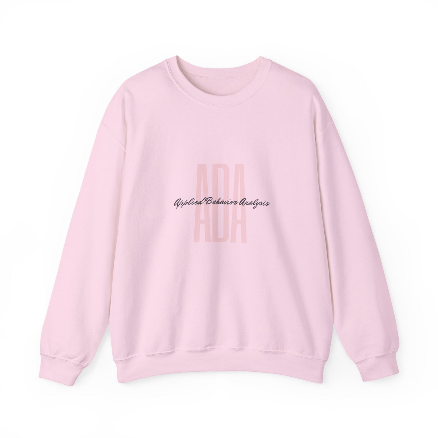ABA Pink Monogram Crewneck Sweatshirt — Minimalist Initials Graphic Applied Behavior Analysis