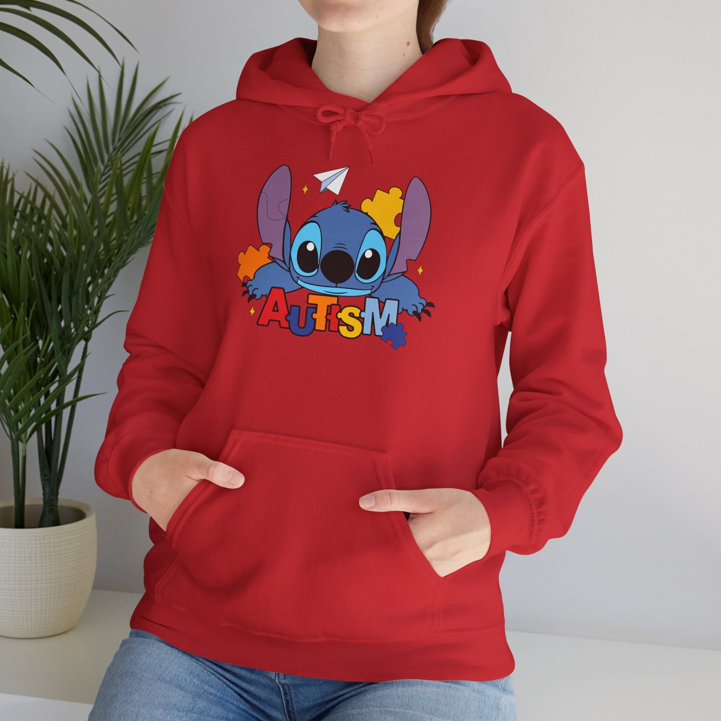 Autism Awareness Hoodie — Cute Cartoon Character with Puzzle Pieces