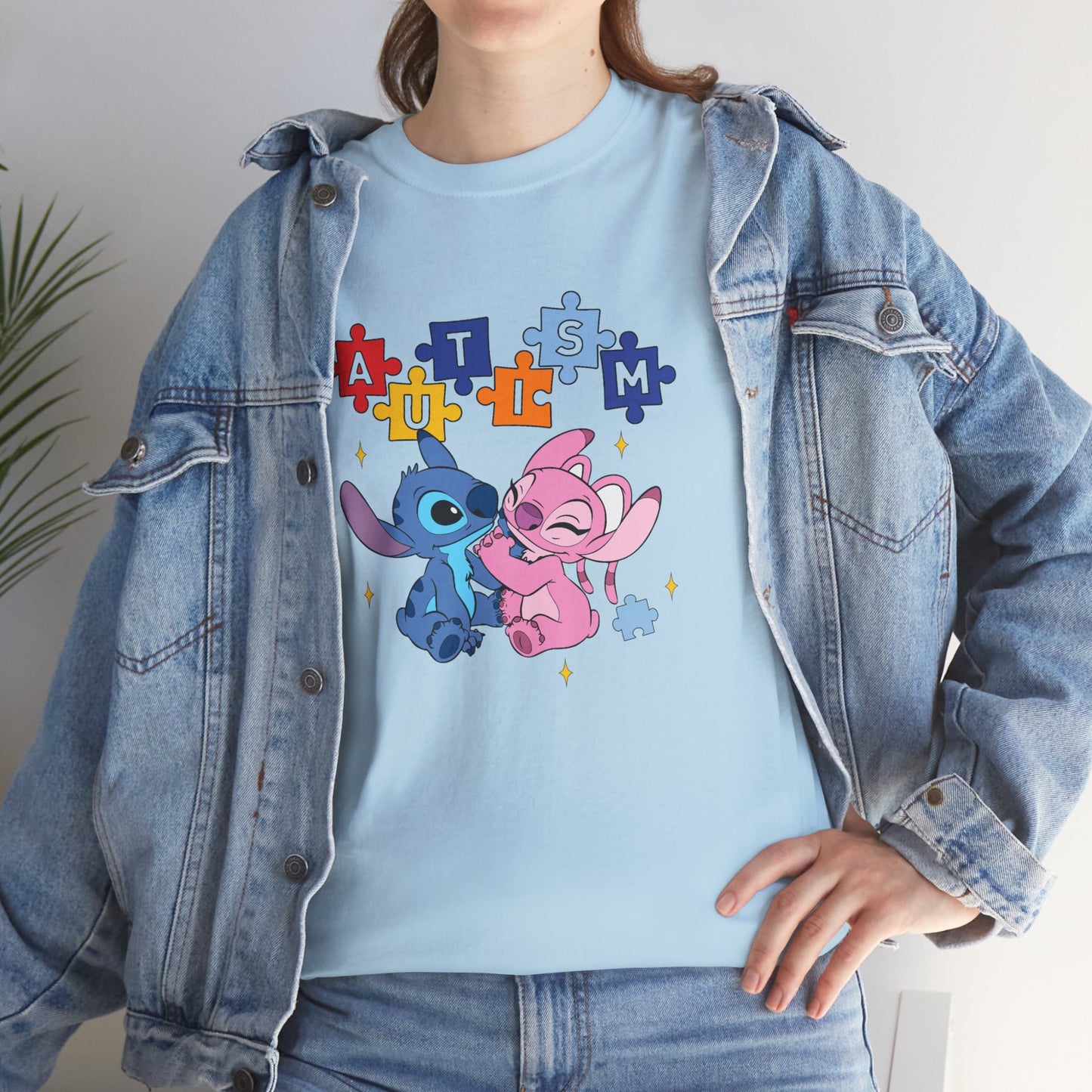 Autism Puzzle Love T-Shirt — Cute Stitch & Angel Friendship Tee