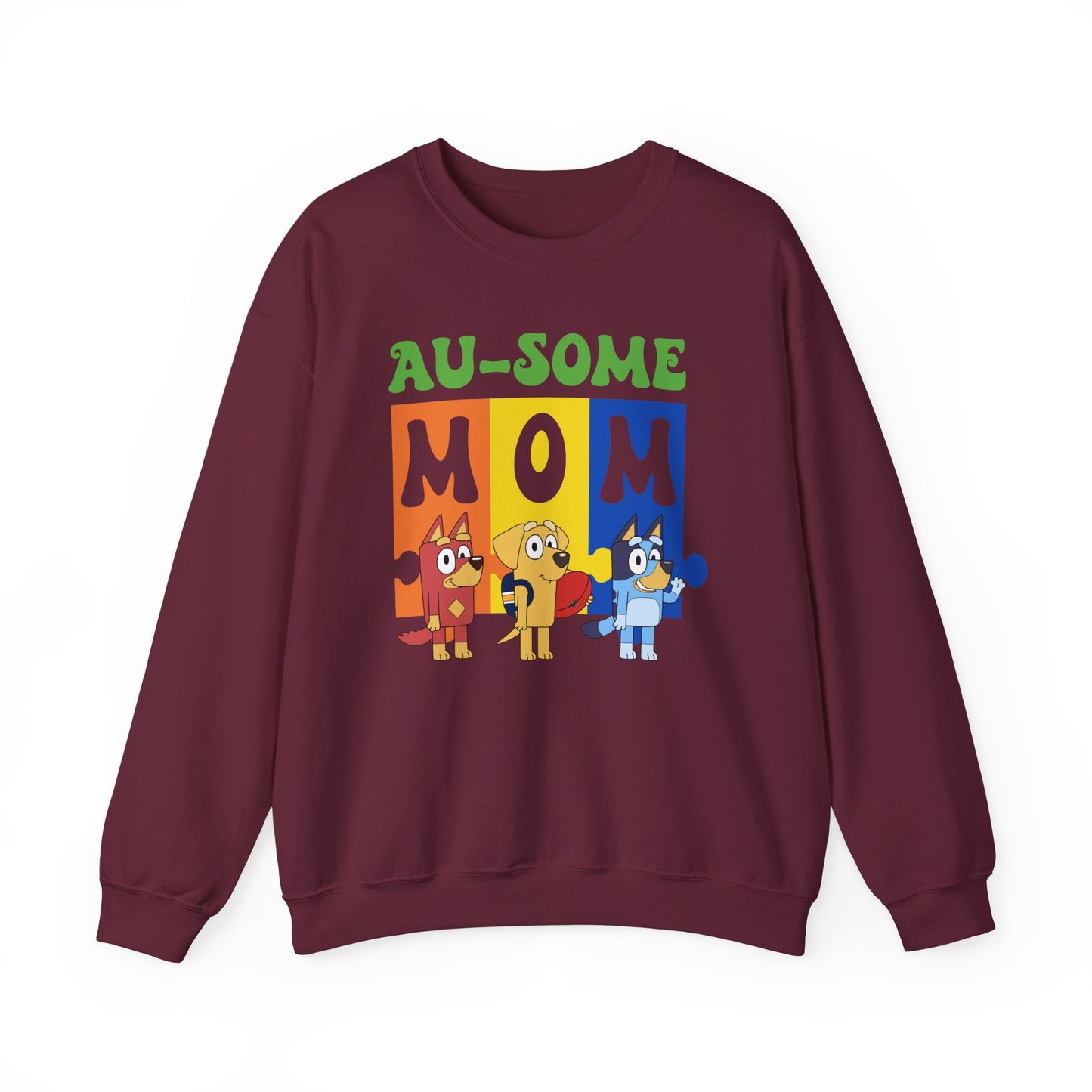 Au-some Mom Sweatshirt — Colorful Kids’ Puzzle Dog Mom Gift