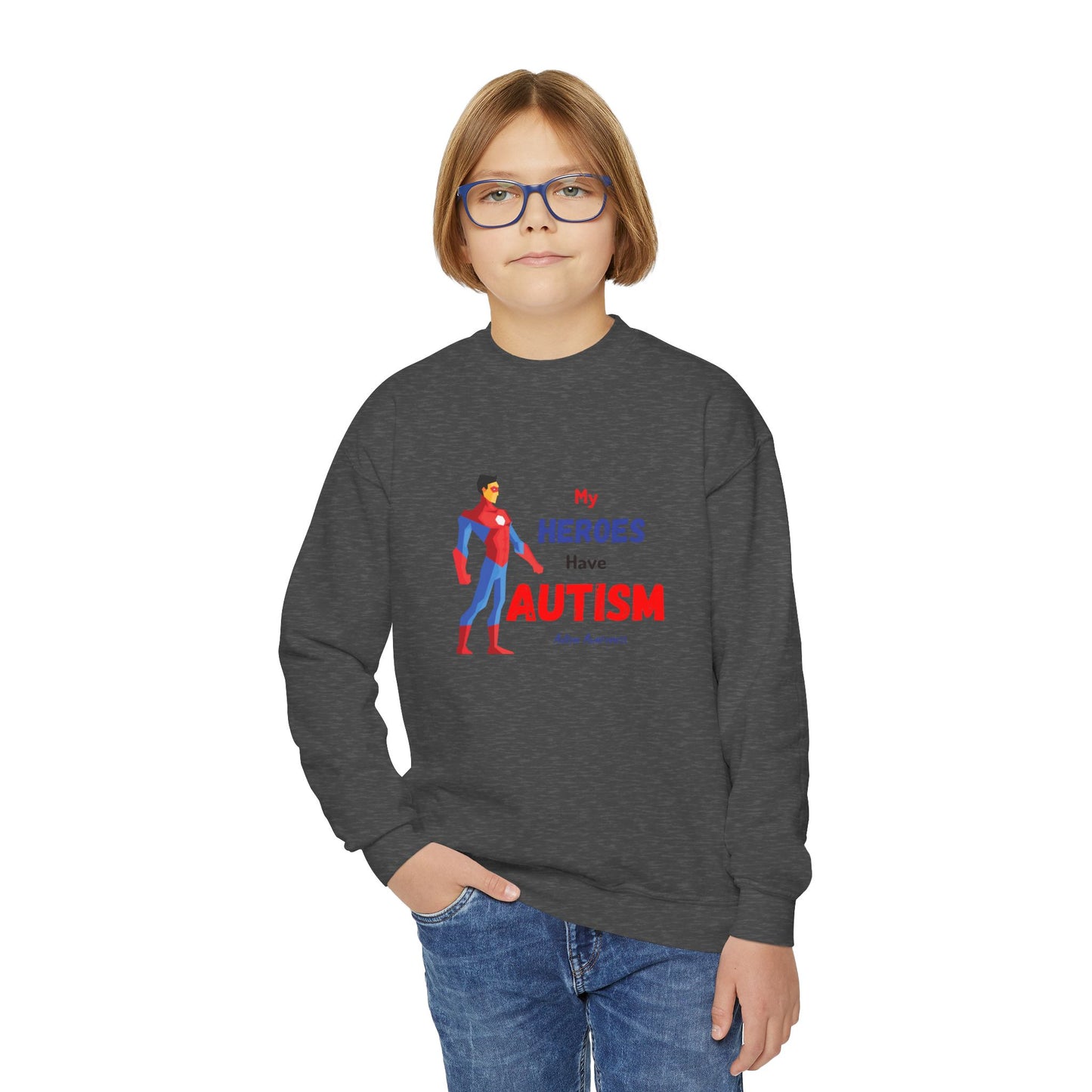 Youth Crewneck Sweatshirt - My Heroes Have Autism