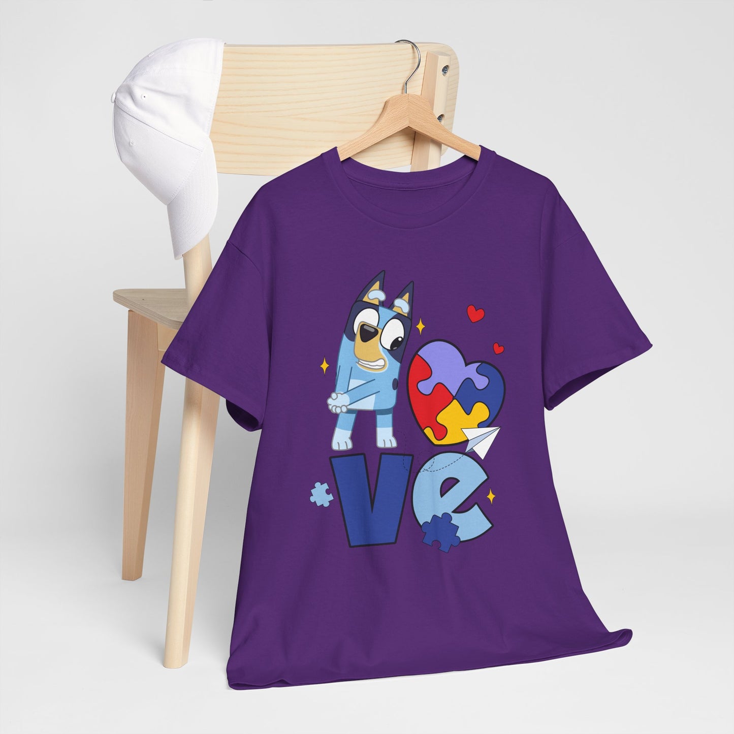 Autism Awareness Love Tee - Puzzle Heart & Cartoon Character T-Shirt