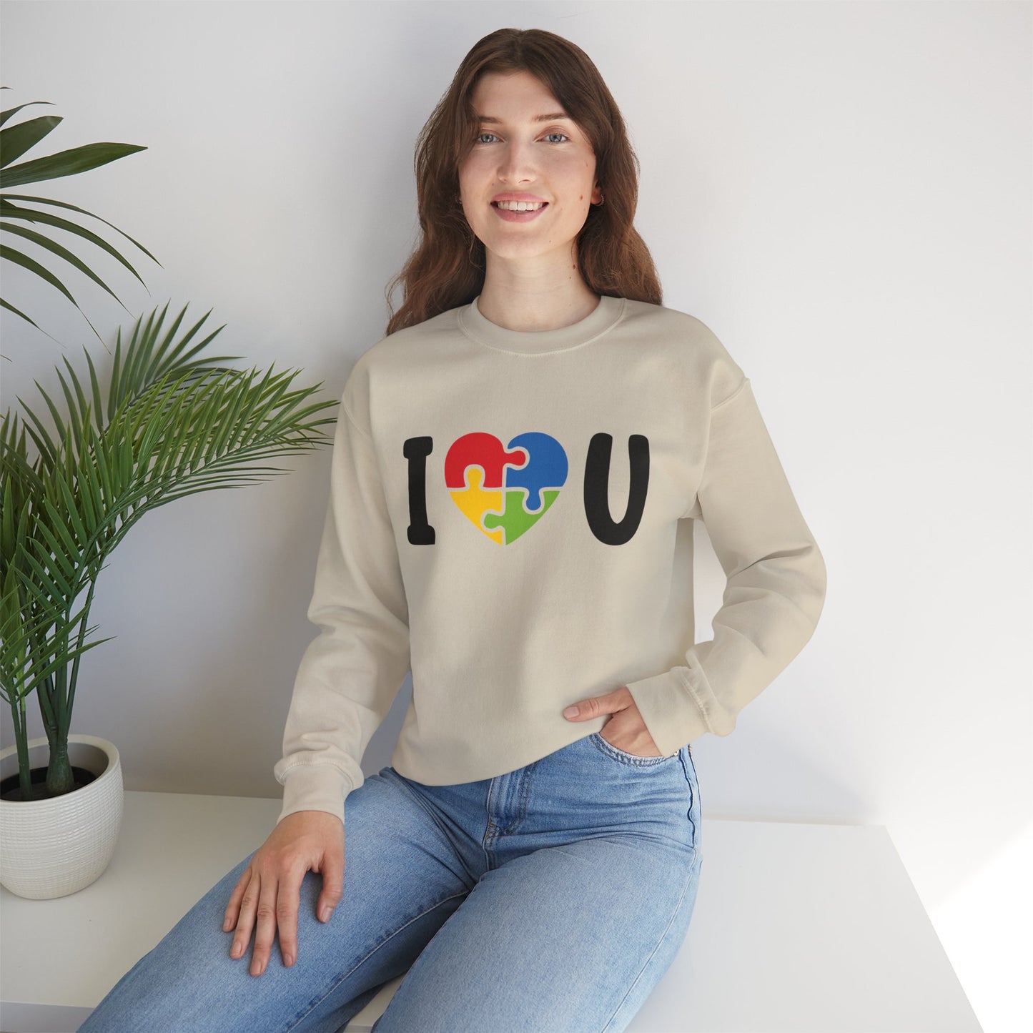 I Love You Heart Puzzle Crewneck Sweatshirt