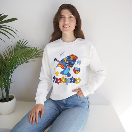 Autism Awareness Sweatshirt – Cute Stitch Puzzle Heart Design