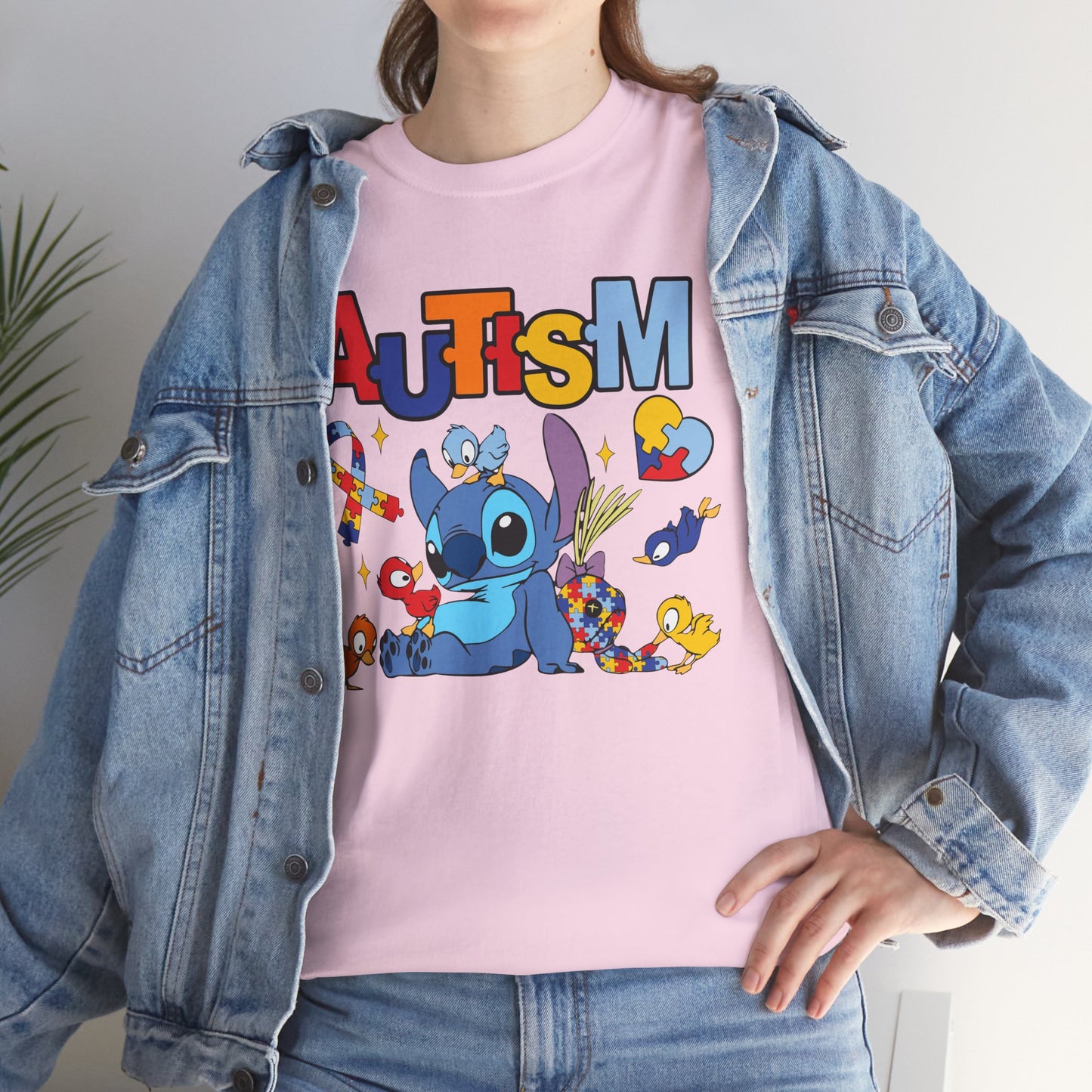 Autism Awareness T-Shirt — Cute Cartoon Character Puzzle-Heart Design