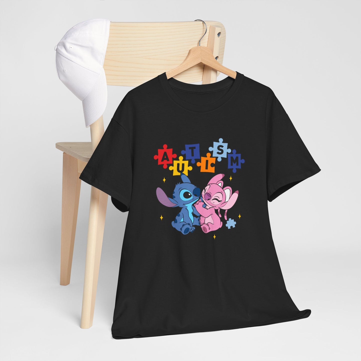 Autism Puzzle Love T-Shirt — Cute Stitch & Angel Friendship Tee