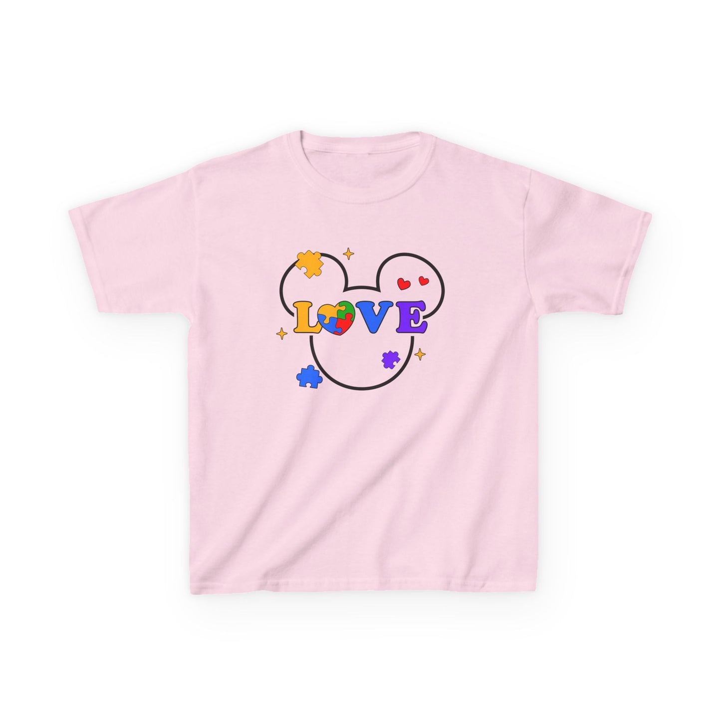 Kids Tee — Colorful Puzzle Heart "LOVE" Autism Awareness Shirt
