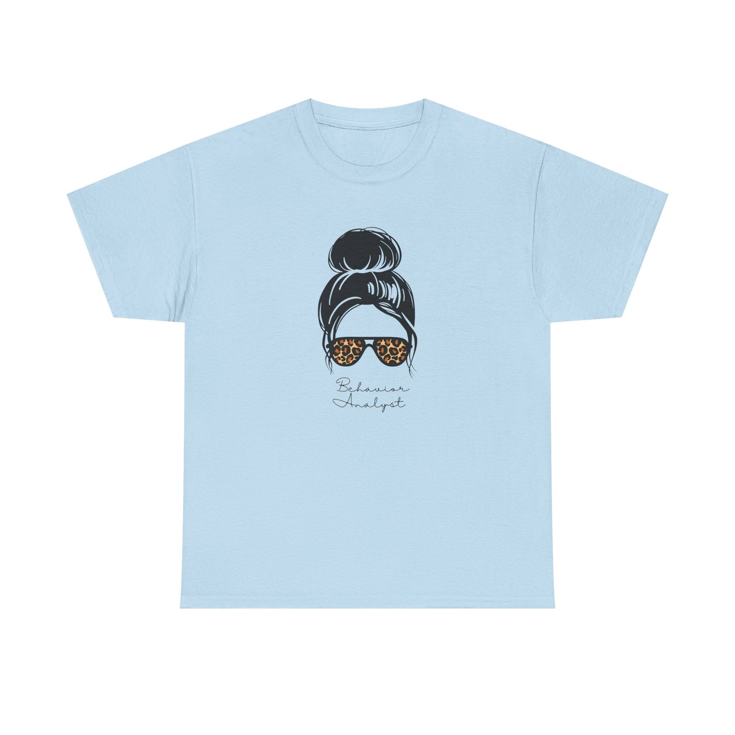 Graphic Tee — Messy Bun Sunglasses Leopard Print "Behavior Analyst"