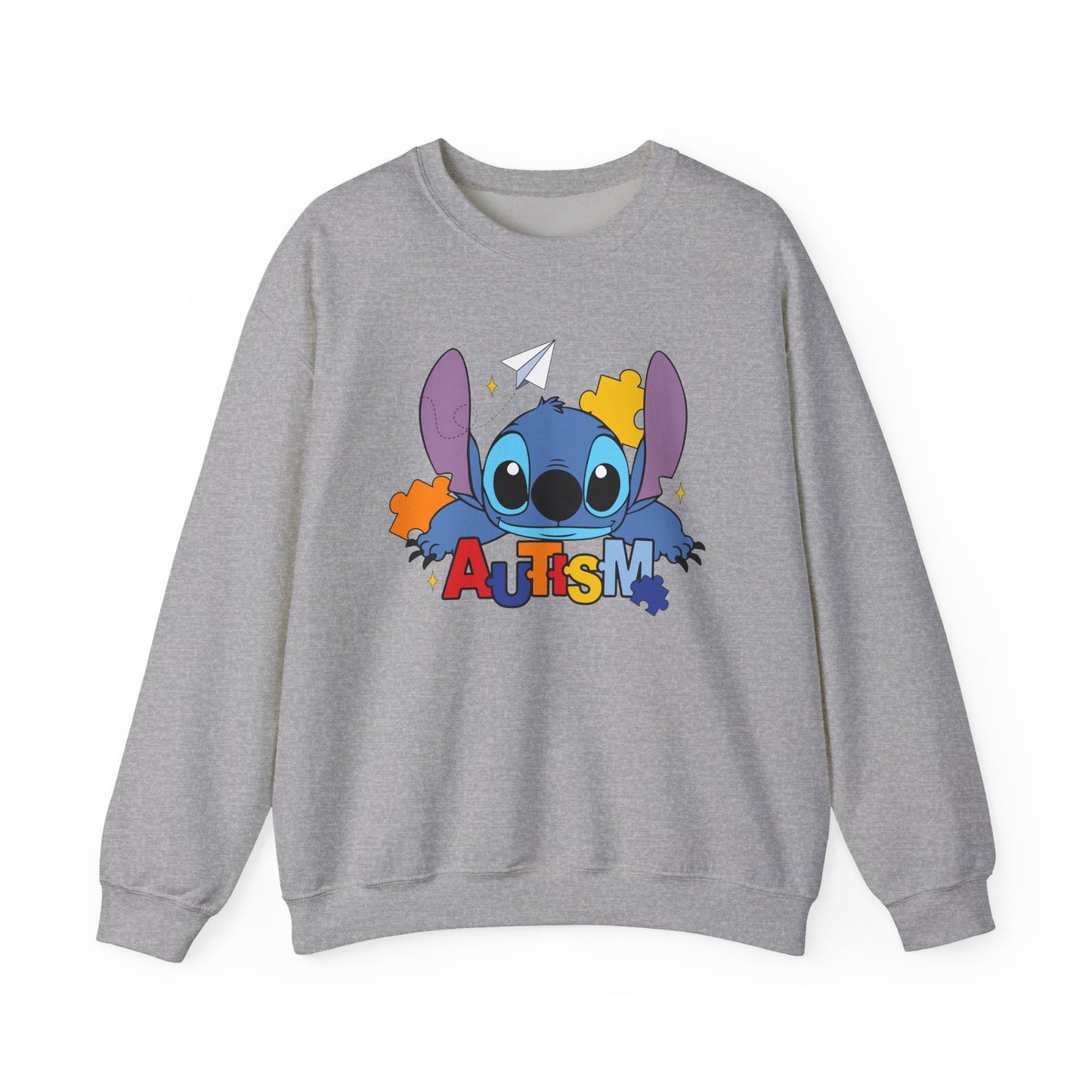 Autism Awareness Crewneck Sweatshirt — Colorful Puzzle Design