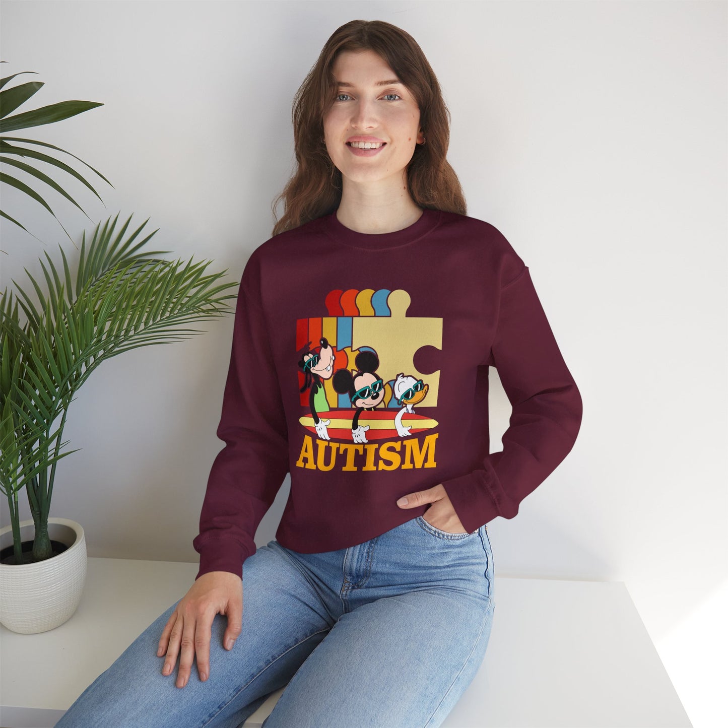 Autism Awareness Crewneck Sweatshirt – Colorful Puzzle Design