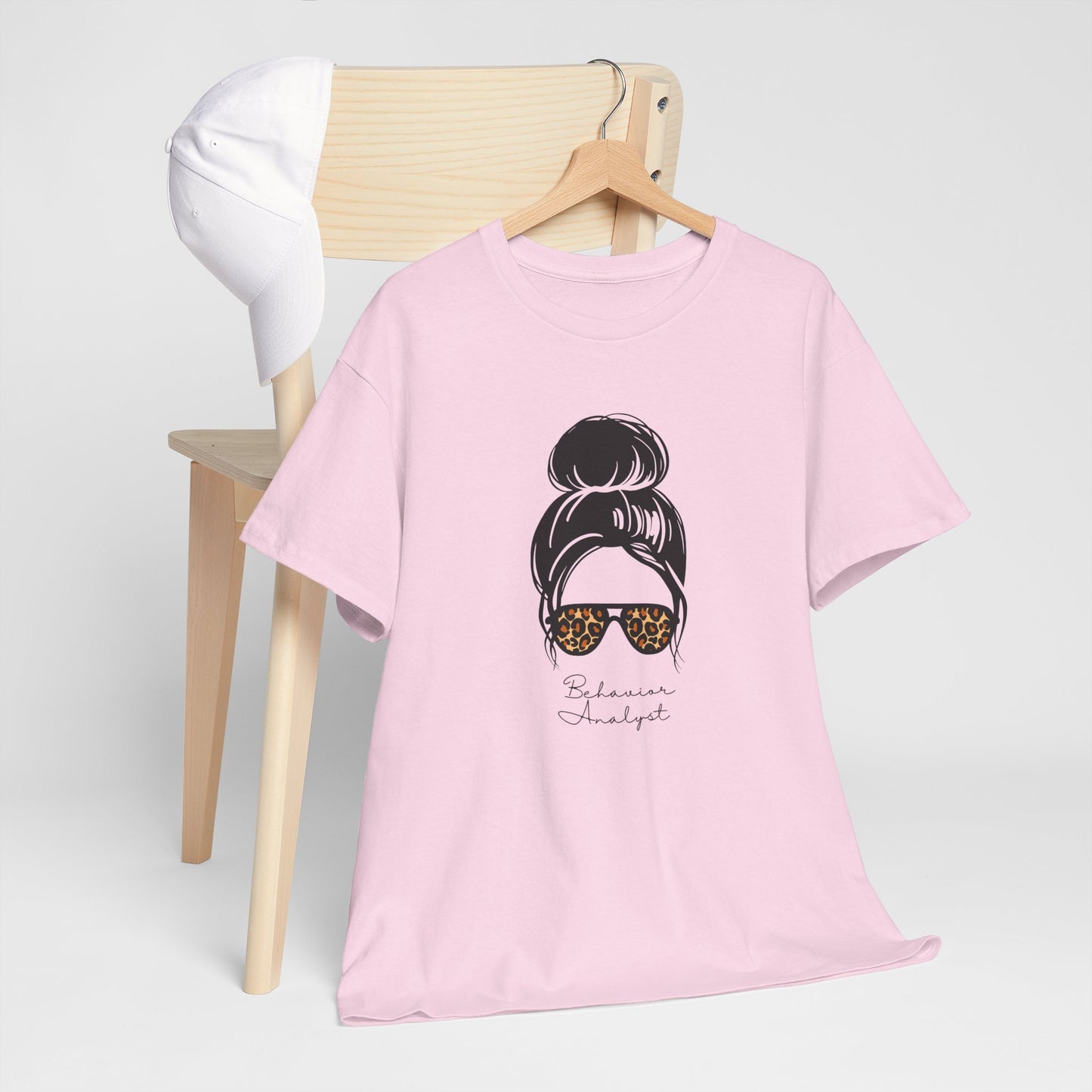Graphic Tee — Messy Bun Sunglasses Leopard Print "Behavior Analyst"