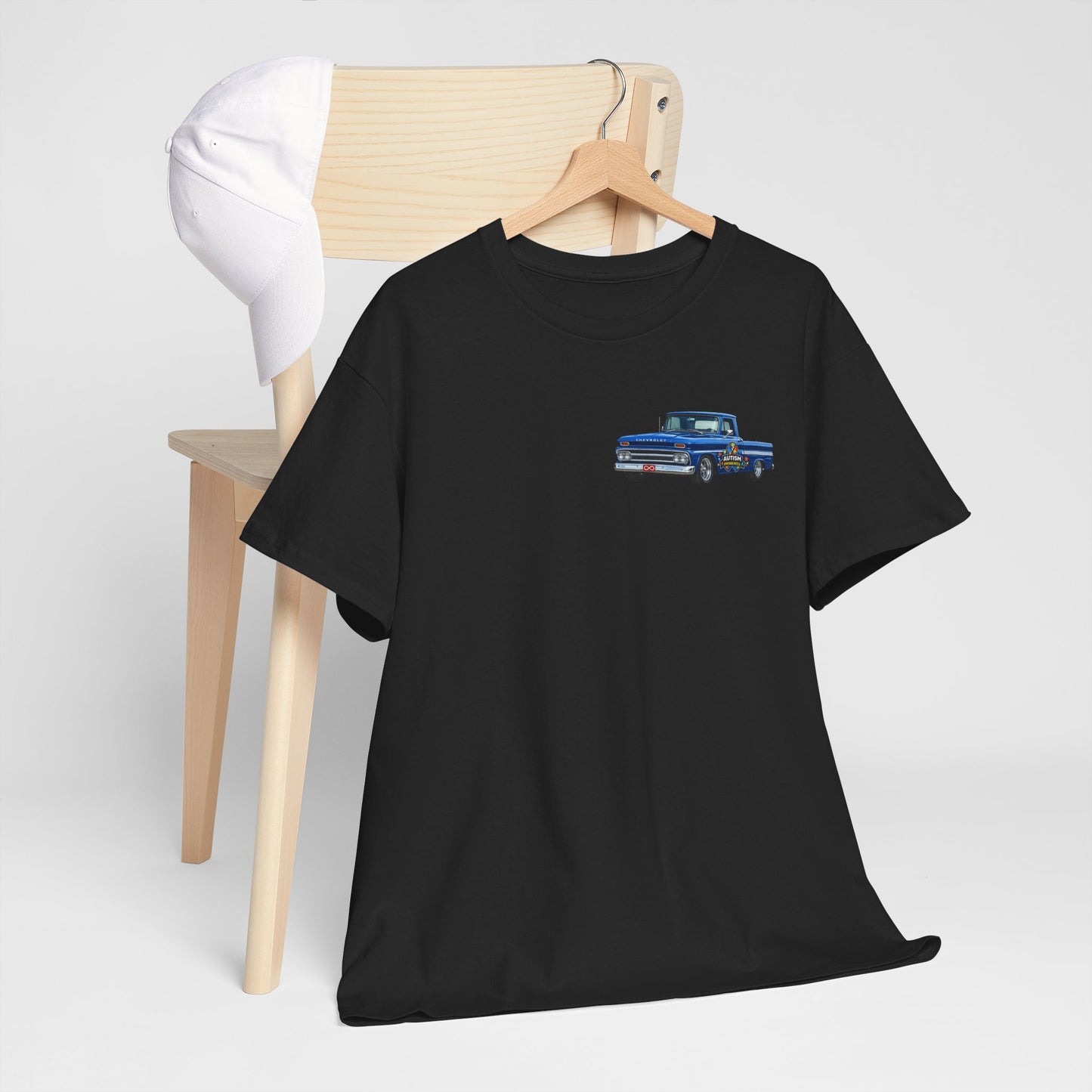 Tim’s Truck Tee- Autism Awareness Truck T-Shirt — Vintage Pickup Puzzle Ribbon Tee