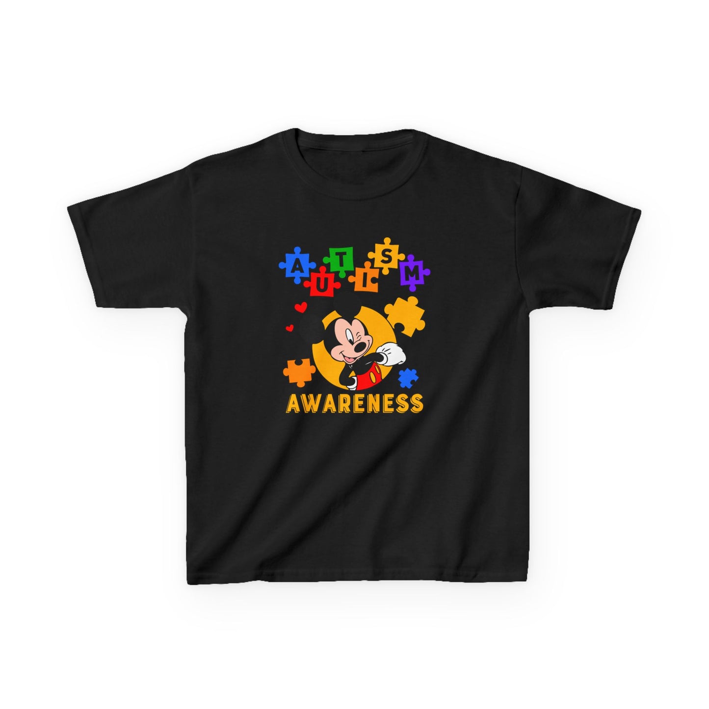 Autism Awareness Kids Tee — Colorful Puzzle Heart Design