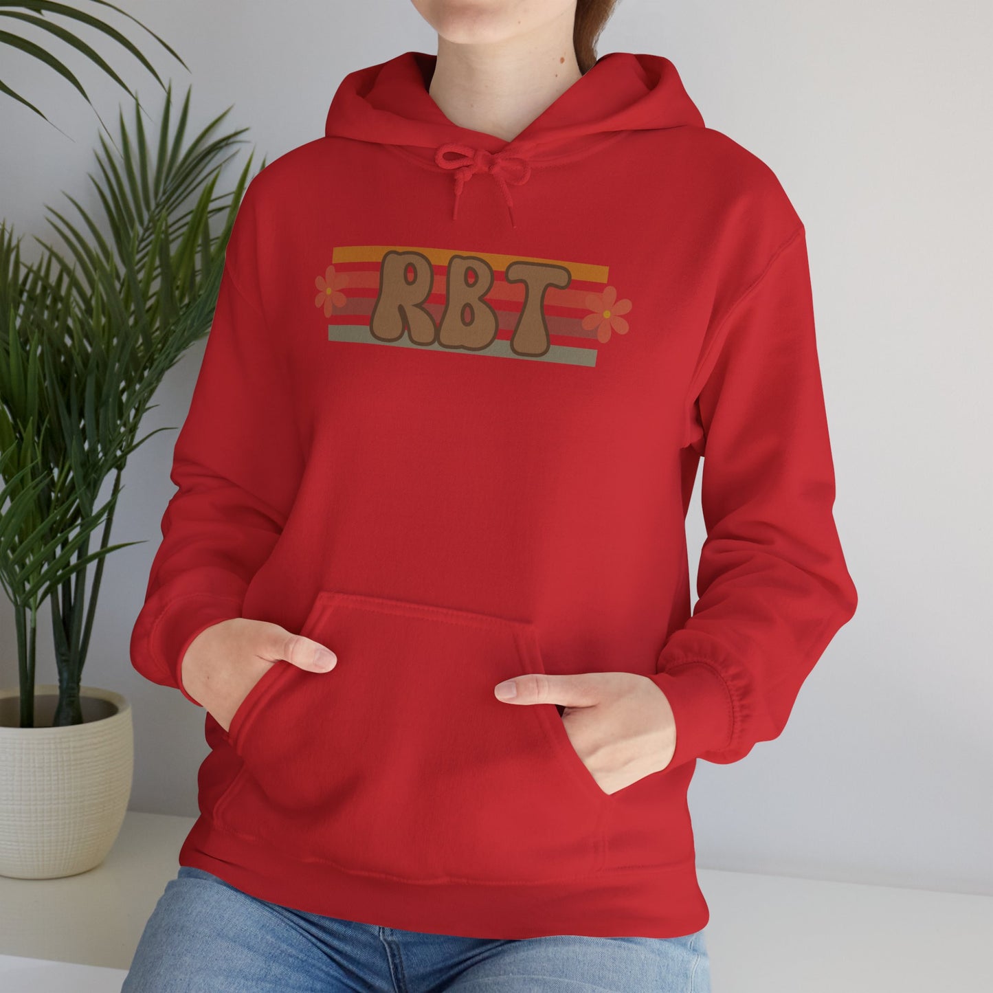 Retro Floral RBT Initials Hoodie — Vintage Striped Monogram Sweatshirt
