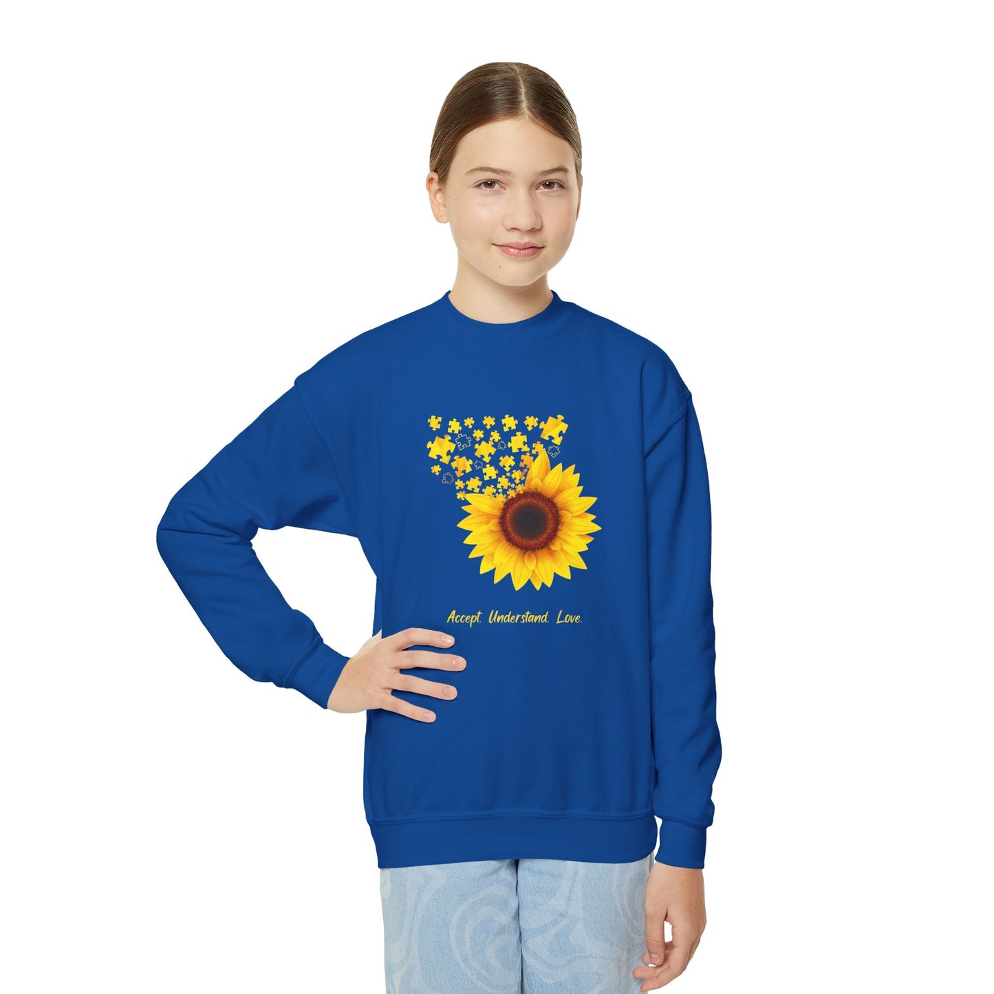 Sunflower Youth Crewneck Sweatshirt - Perfect for Spring and Everyday Wear