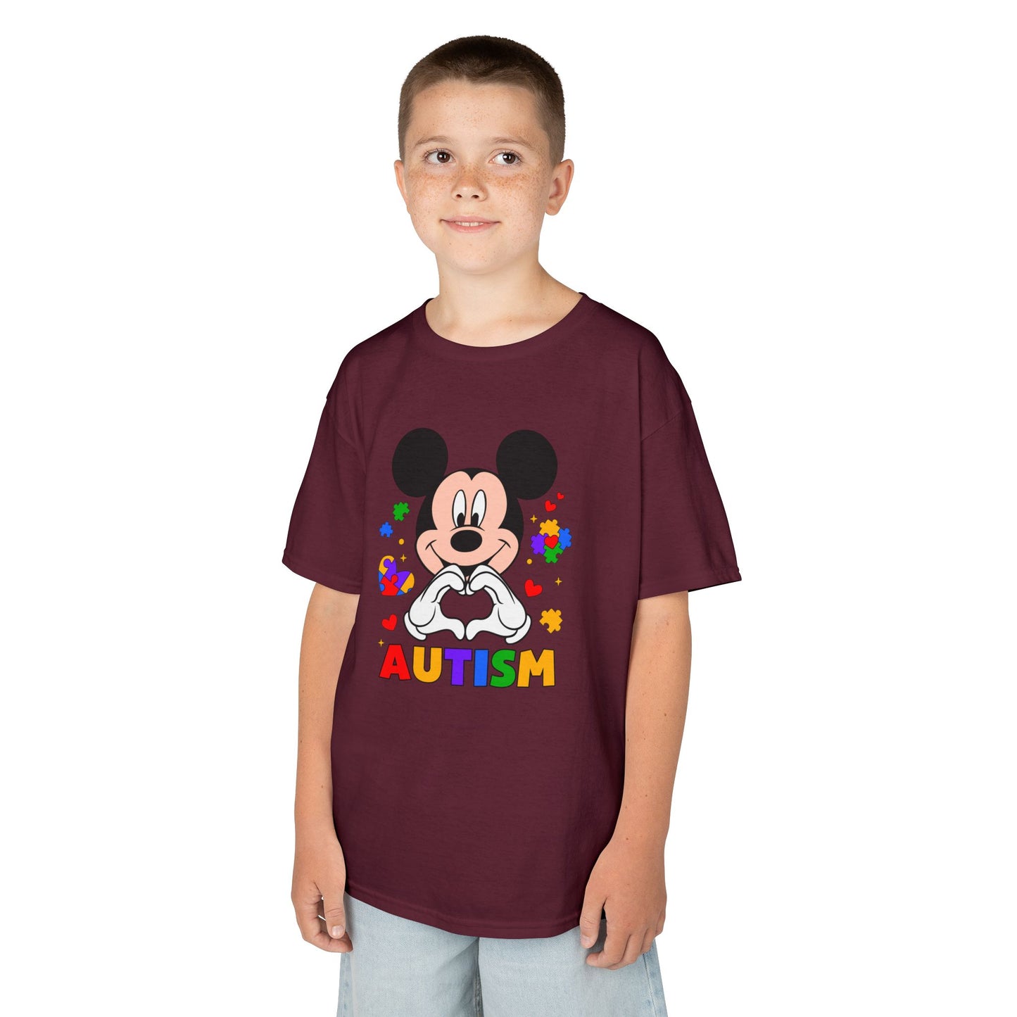 Kids Autism Awareness Tee — Colorful Puzzle Heart Design