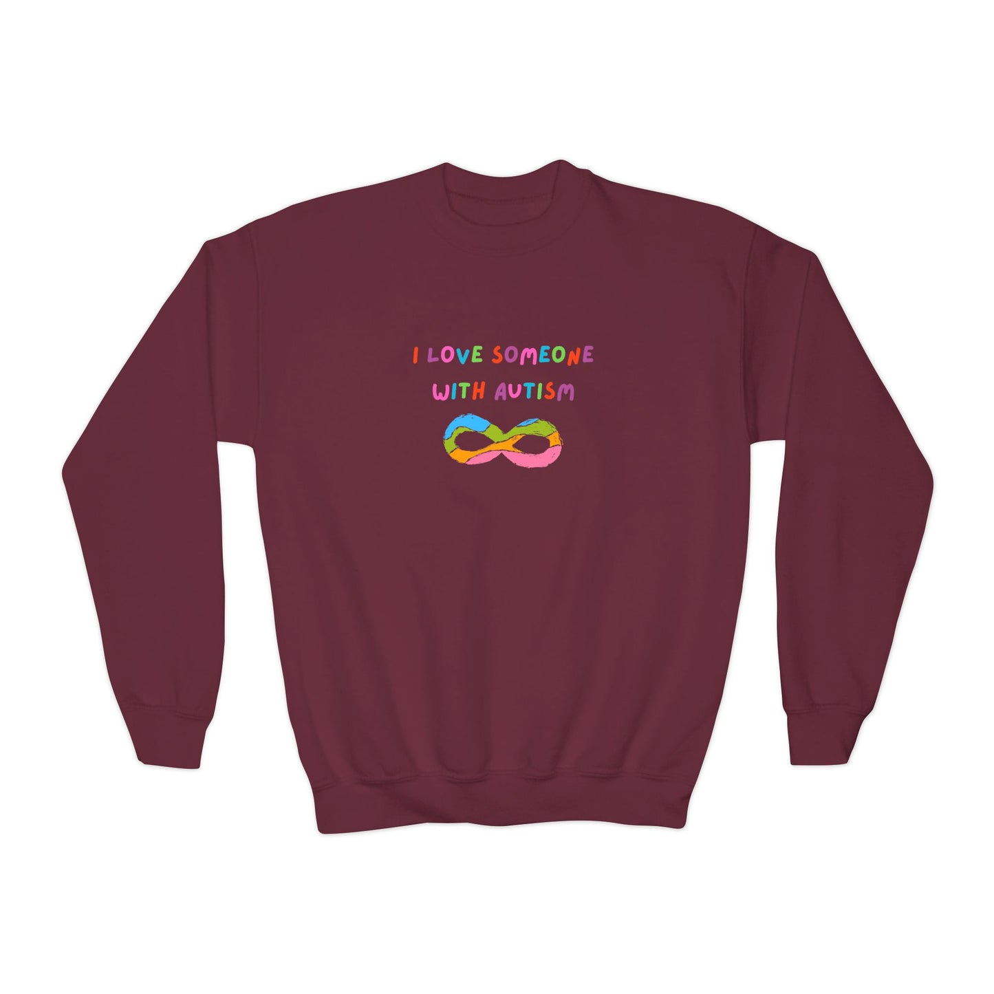 Autism Awareness Youth Crewneck Sweatshirt - I Love Someone with Autism