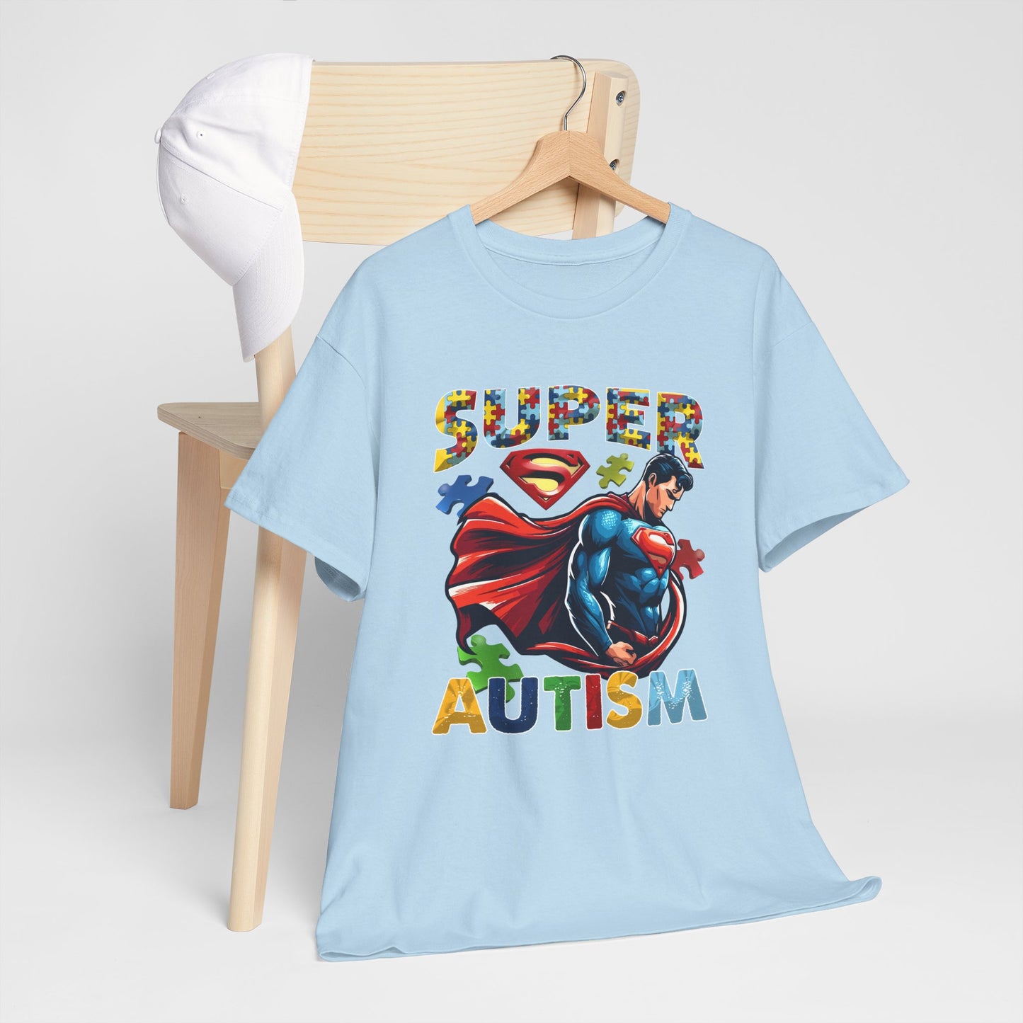 Autism Superhero T-Shirt — "Super Autism" Colorful Puzzle Design