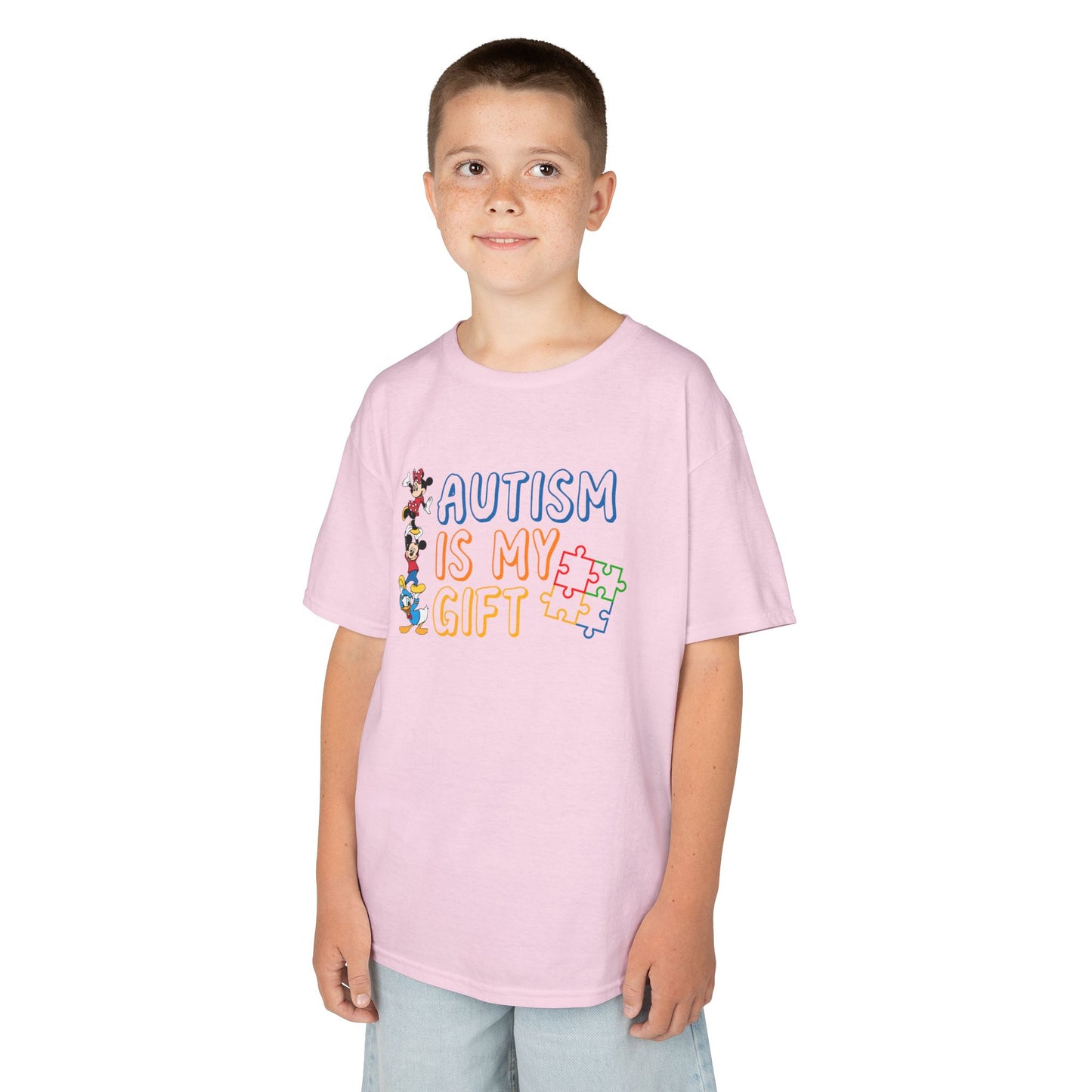Kids Tee — "Autism Is My Gift" Colorful Puzzle Piece Design