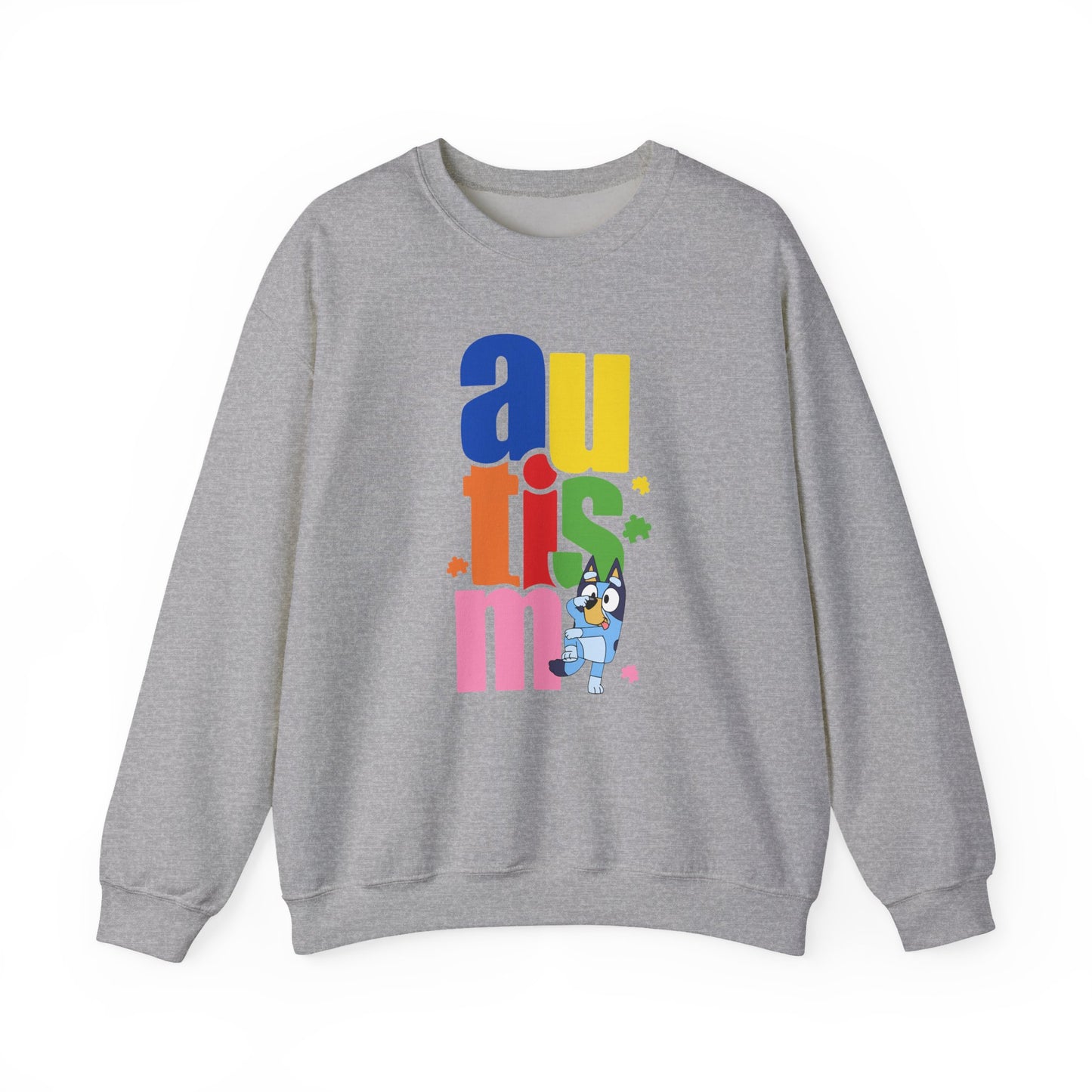 Autism Awareness Crewneck Sweatshirt — Colorful "autism" Design