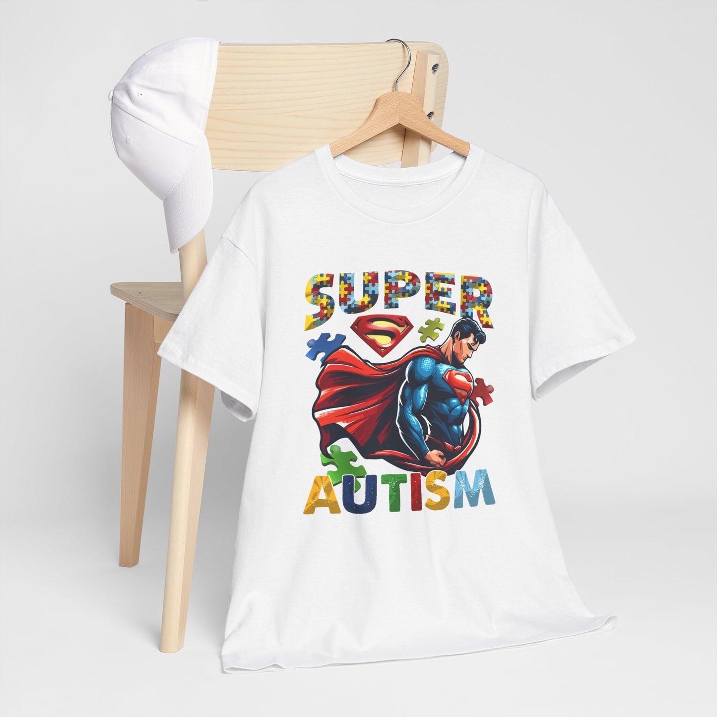 Autism Superhero T-Shirt — "Super Autism" Colorful Puzzle Design