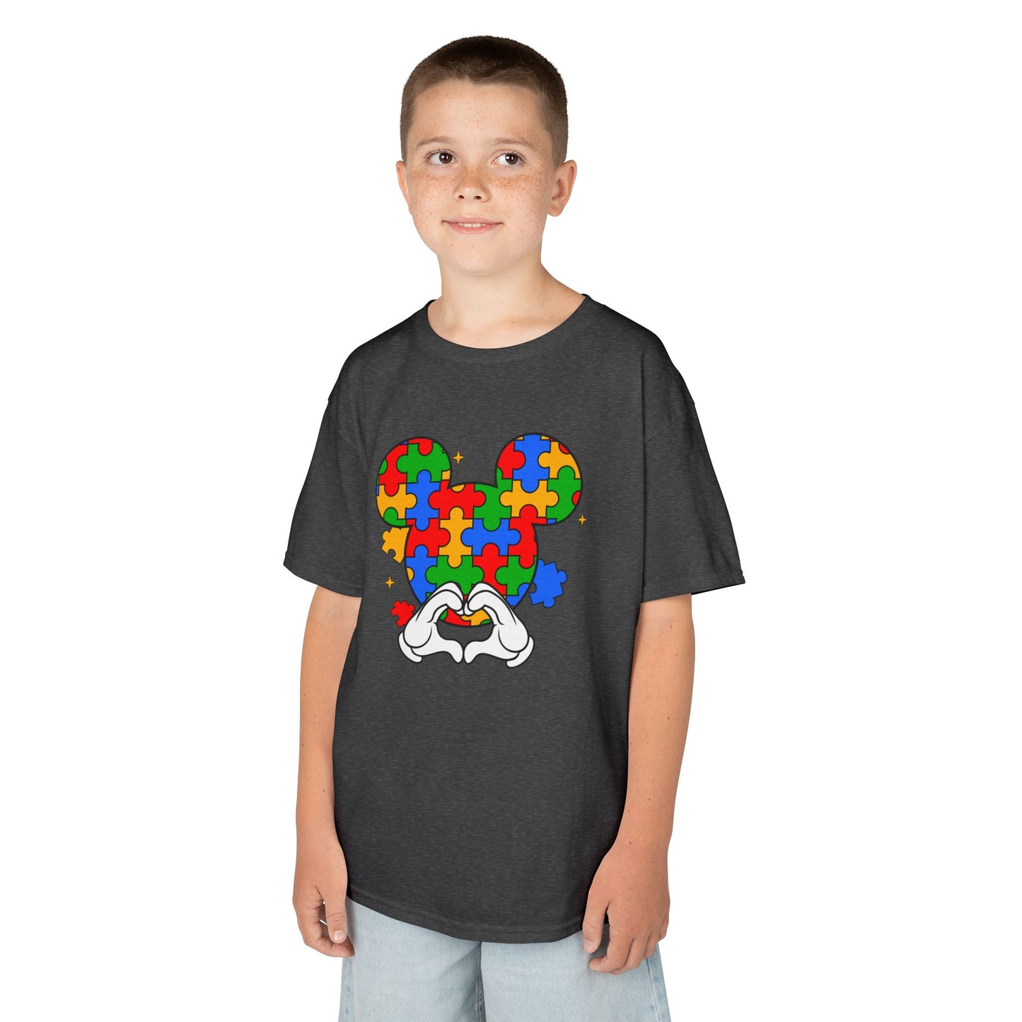 Kids Puzzle Mouse Autism Awareness T‑Shirt