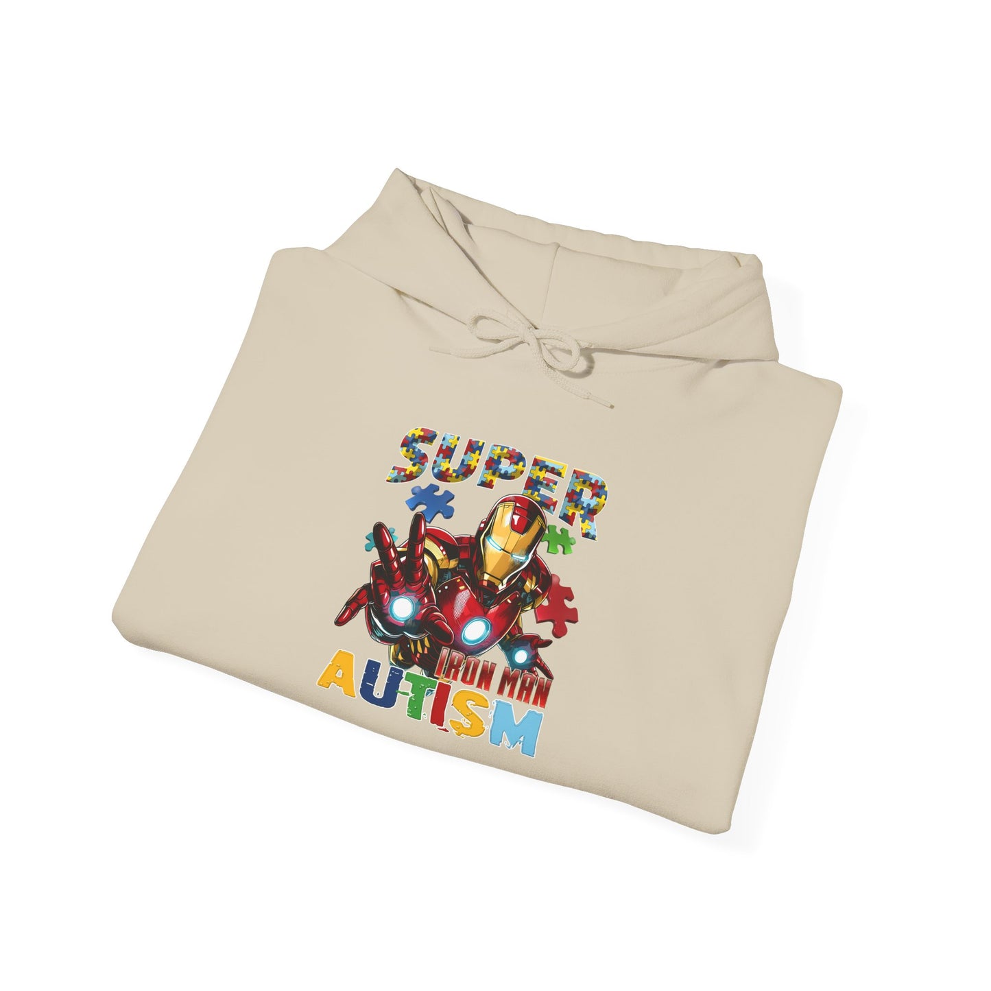 Autism Awareness Hoodie — "Super Mom with Autism" Colorful Puzzle Design