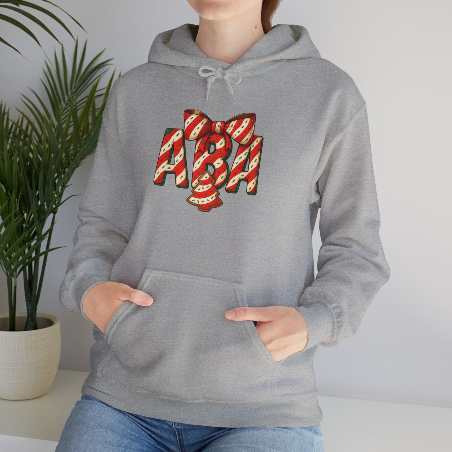 ABA Little Debbie Cake Candy Cane Gift Bow Graphic Holiday Sweatshirt Hoodie