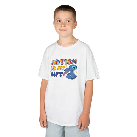 Kids T-Shirt — "Autism Is My Gift" Colorful Puzzle Heart Design