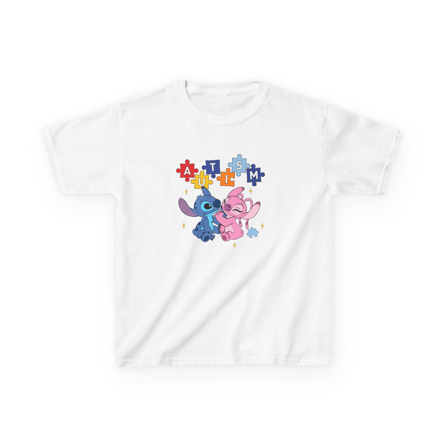 Kids Tee — Cute Stitch & Angel Heart Puzzle Design