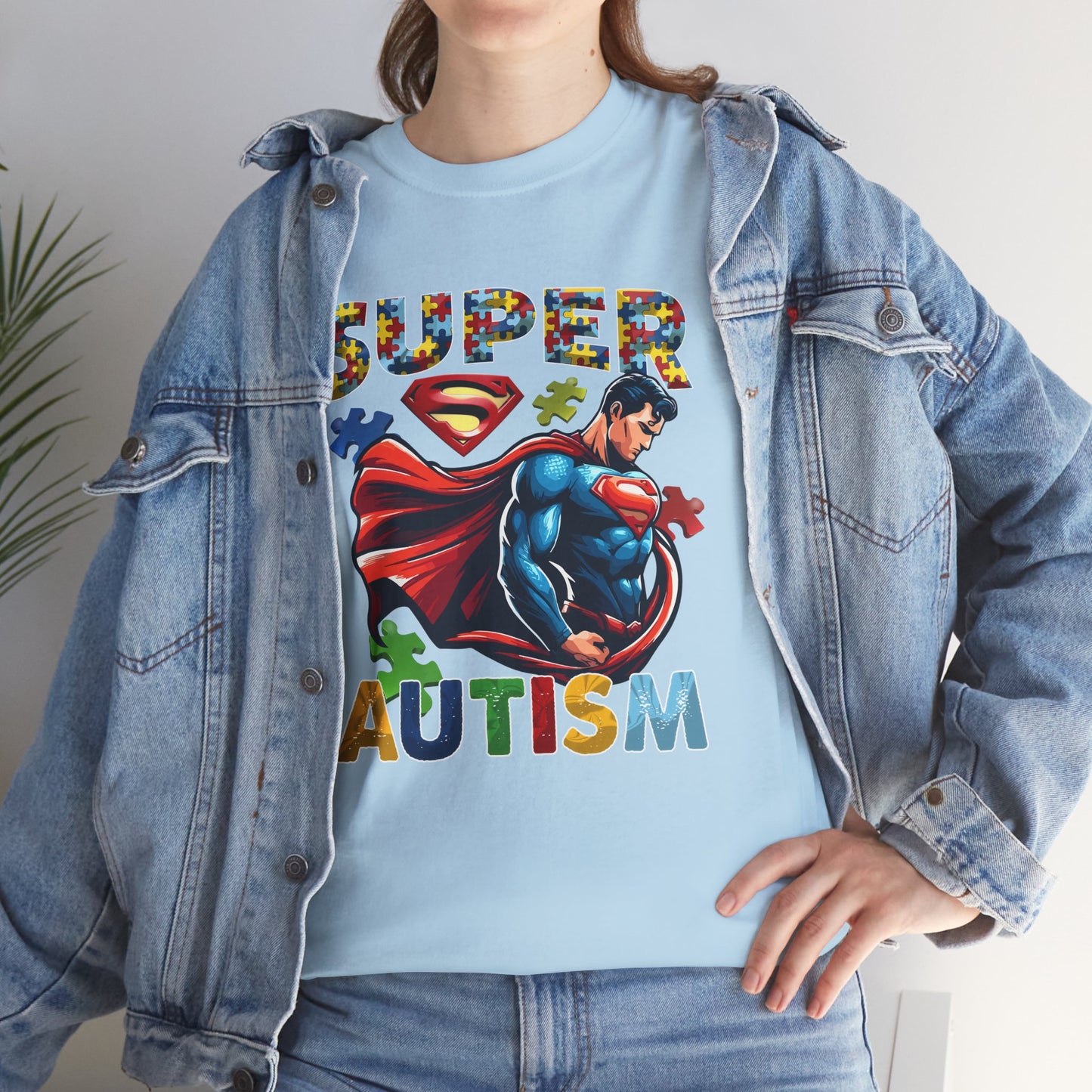 Autism Superhero T-Shirt — "Super Autism" Colorful Puzzle Design