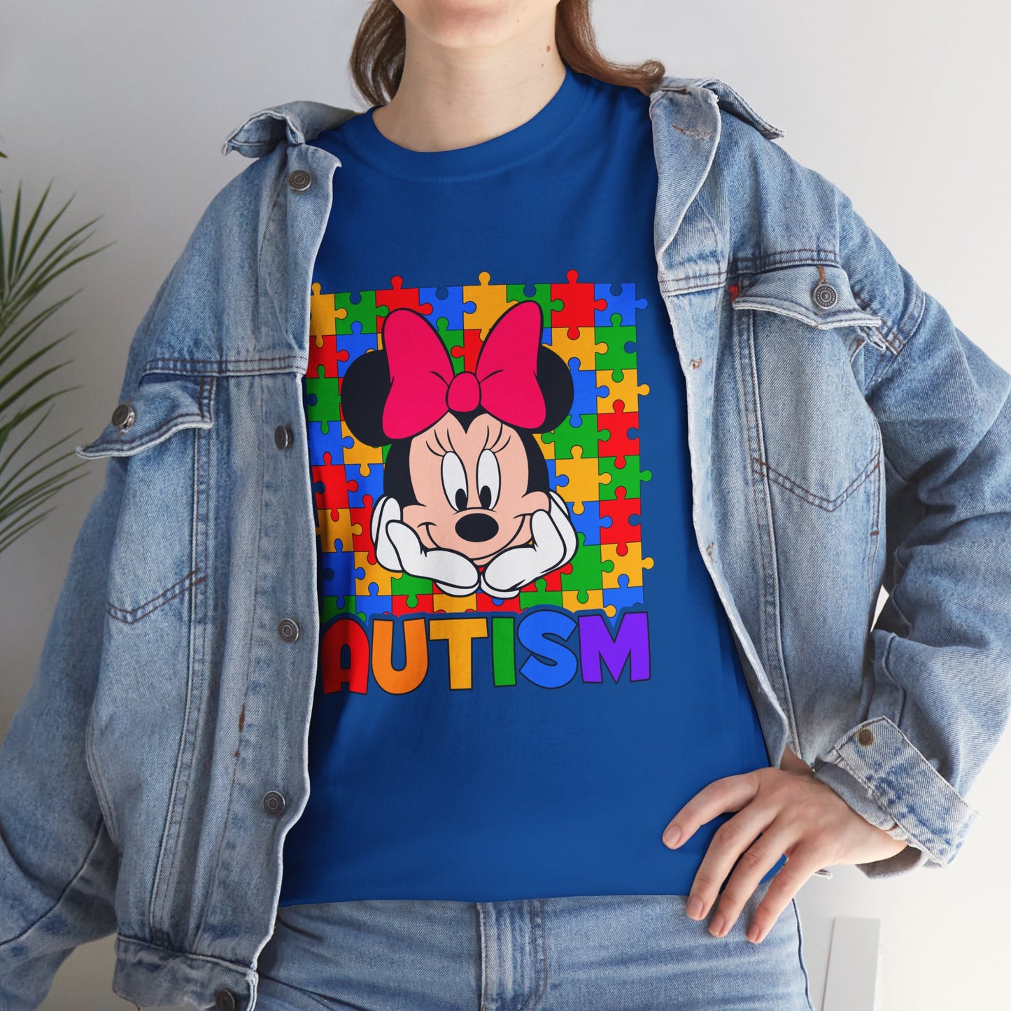 Autism Awareness T-Shirt — Colorful Puzzle Heart Minnie Design