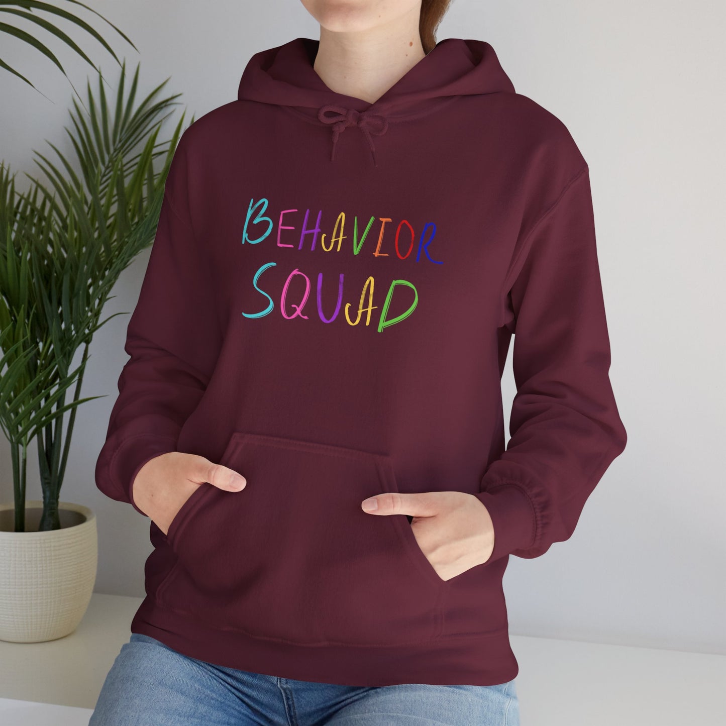 Behavior Squad Hoodie — Pastel Handwritten Teacher & Classroom Crew Pullover
