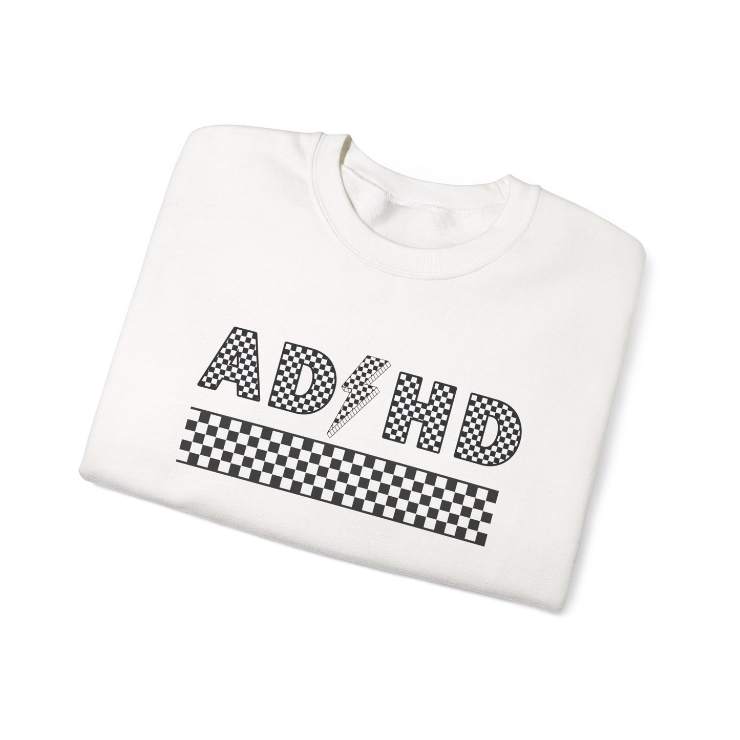 ADHD Lightening Bolt Checkered Crewneck Sweatshirt