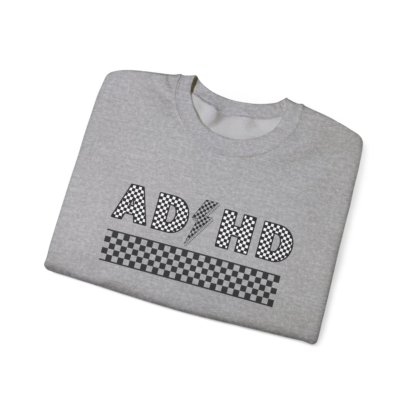ADHD Lightening Bolt Checkered Crewneck Sweatshirt