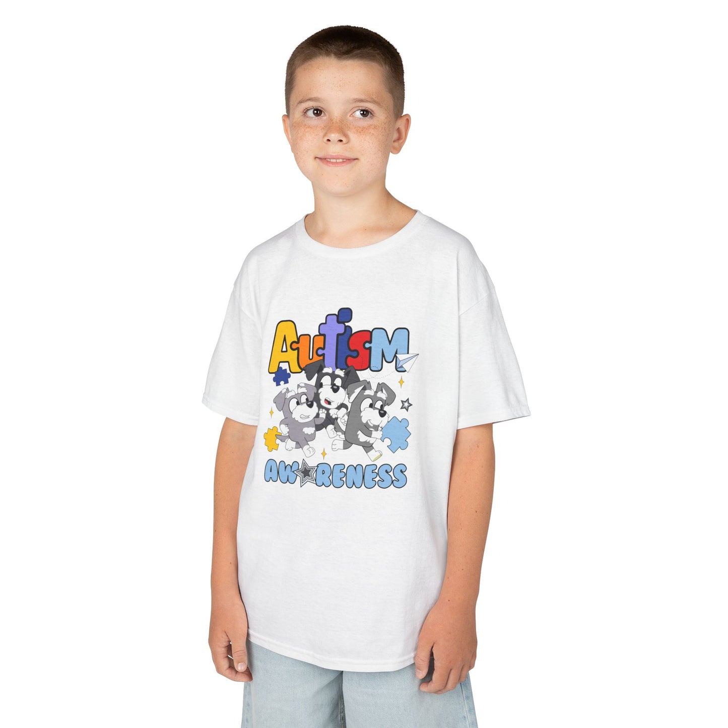 Kids Tee — 'Autism Awareness' Colorful Puzzle Heart Design