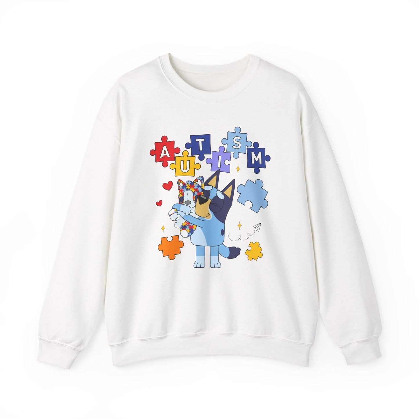Autism Awareness Puzzle Bluey Paw Crewneck Sweatshirt