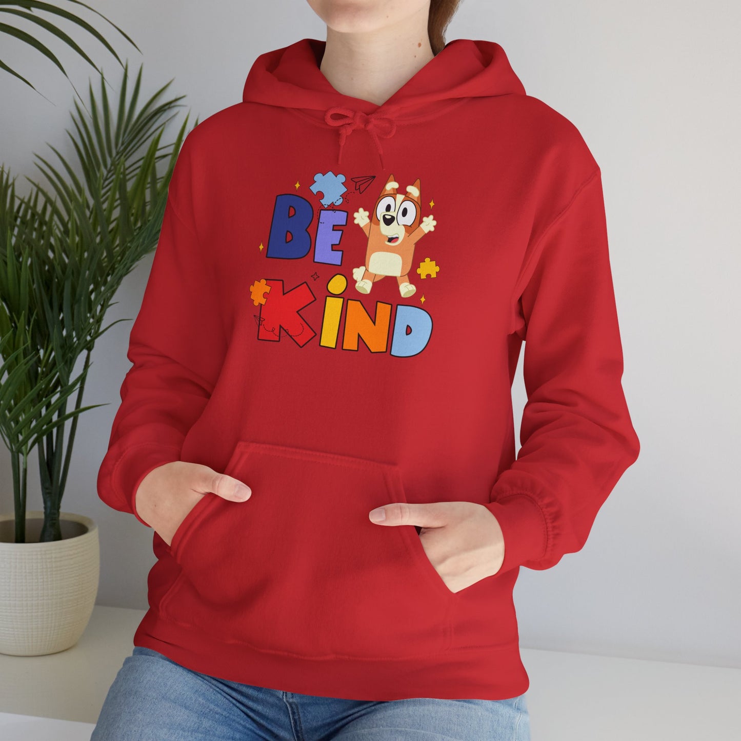 Be Kind Kids Hoodie – Colorful Cartoon Puppy Graphic Hoodie