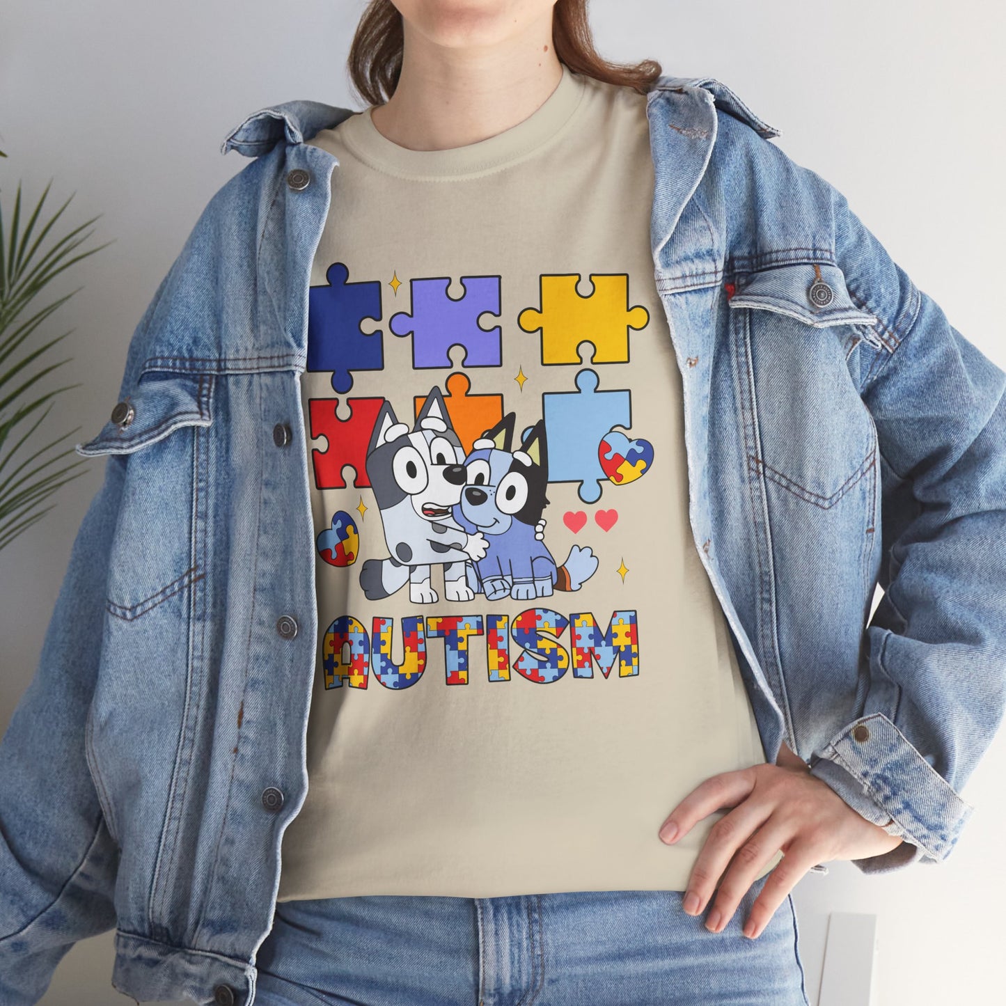 Autism Awareness Puzzle Tee — Cute Puppy Puzzle Piece Design