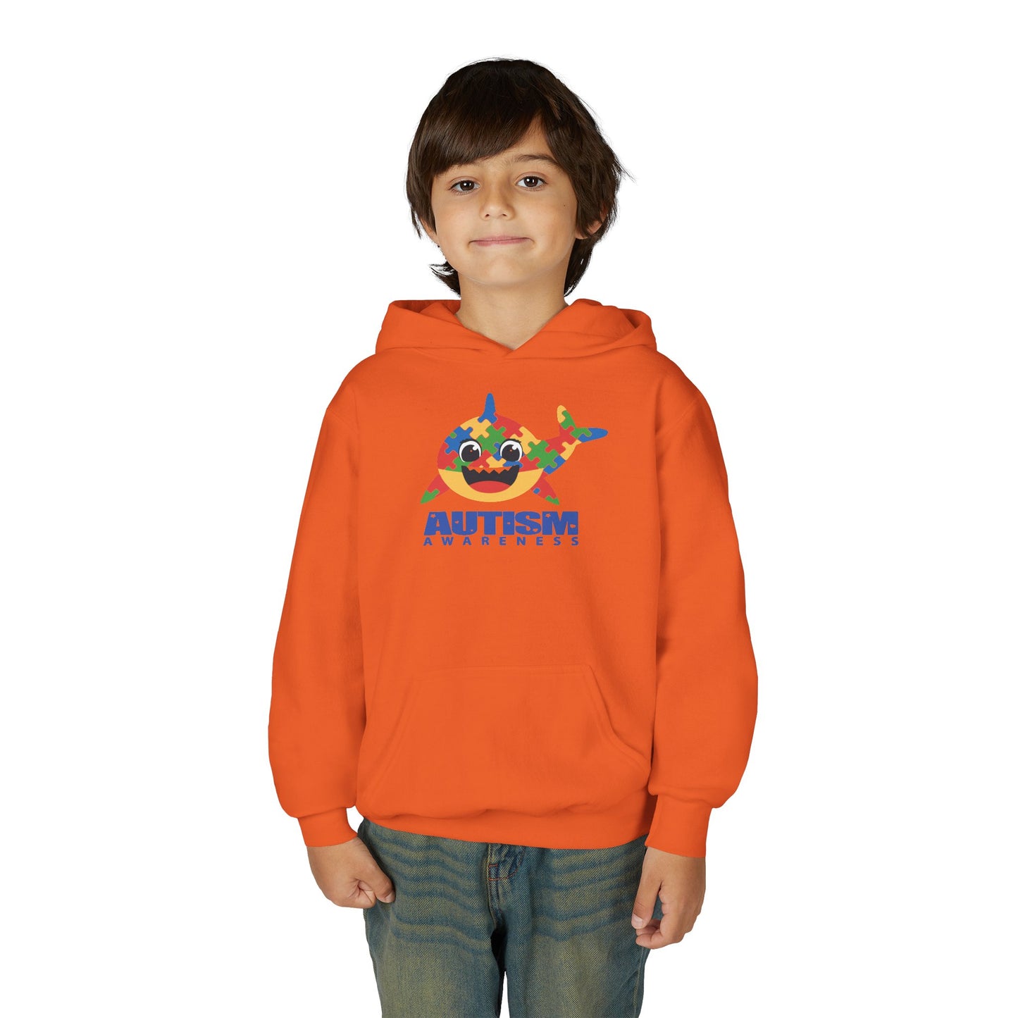Autism Awareness Youth Hoodie - Colorful Shark Design