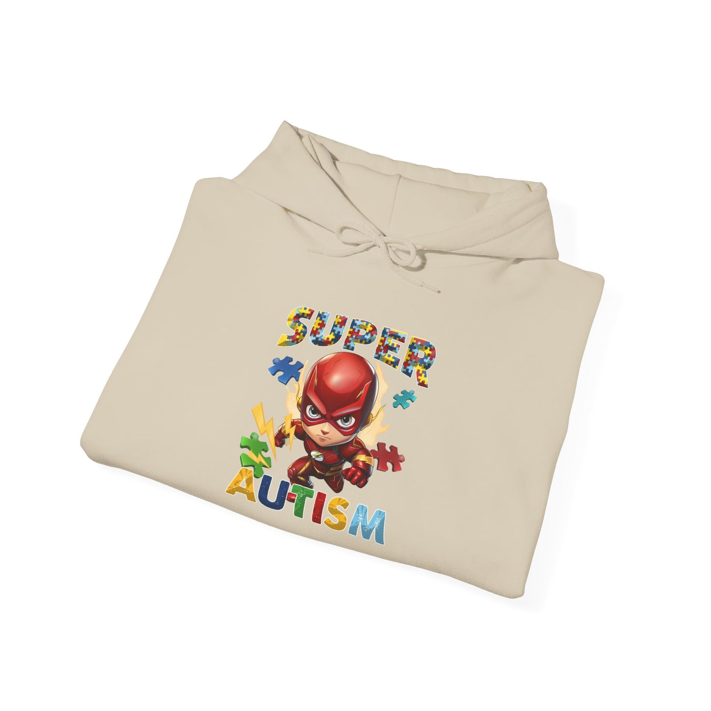 Autism Awareness Hoodie — "Super Autism" Colorful Puzzle Hero Sweatshirt