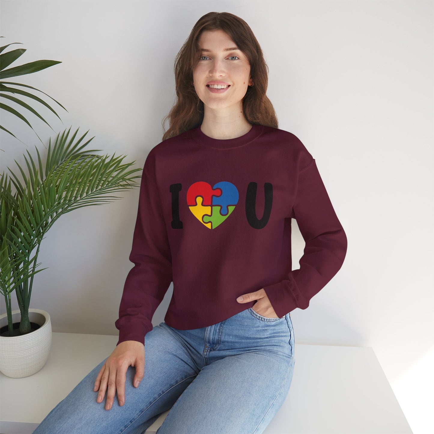 I Love You Heart Puzzle Crewneck Sweatshirt